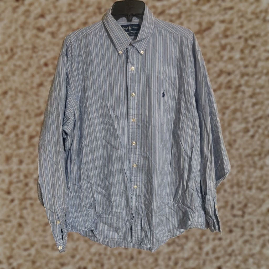 Polo Ralph Lauren Polo Ralph Lauren Yarmouth Blue Stripes L/S Button Down Shirt Men's 17 36/37 Size US XL / EU 56 / 4 - 1 Thumbnail