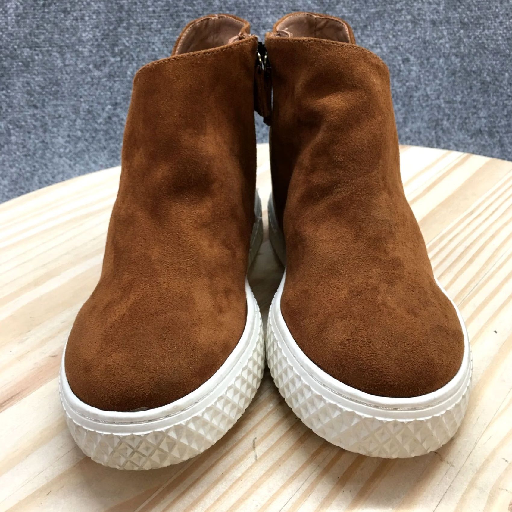 Vintage Aerosoles Bootie Womens 8 M Zirah Side Zip Hidden Wedge Brown Fabric Suede Boots Size US 8 / IT 38 - 4 Thumbnail