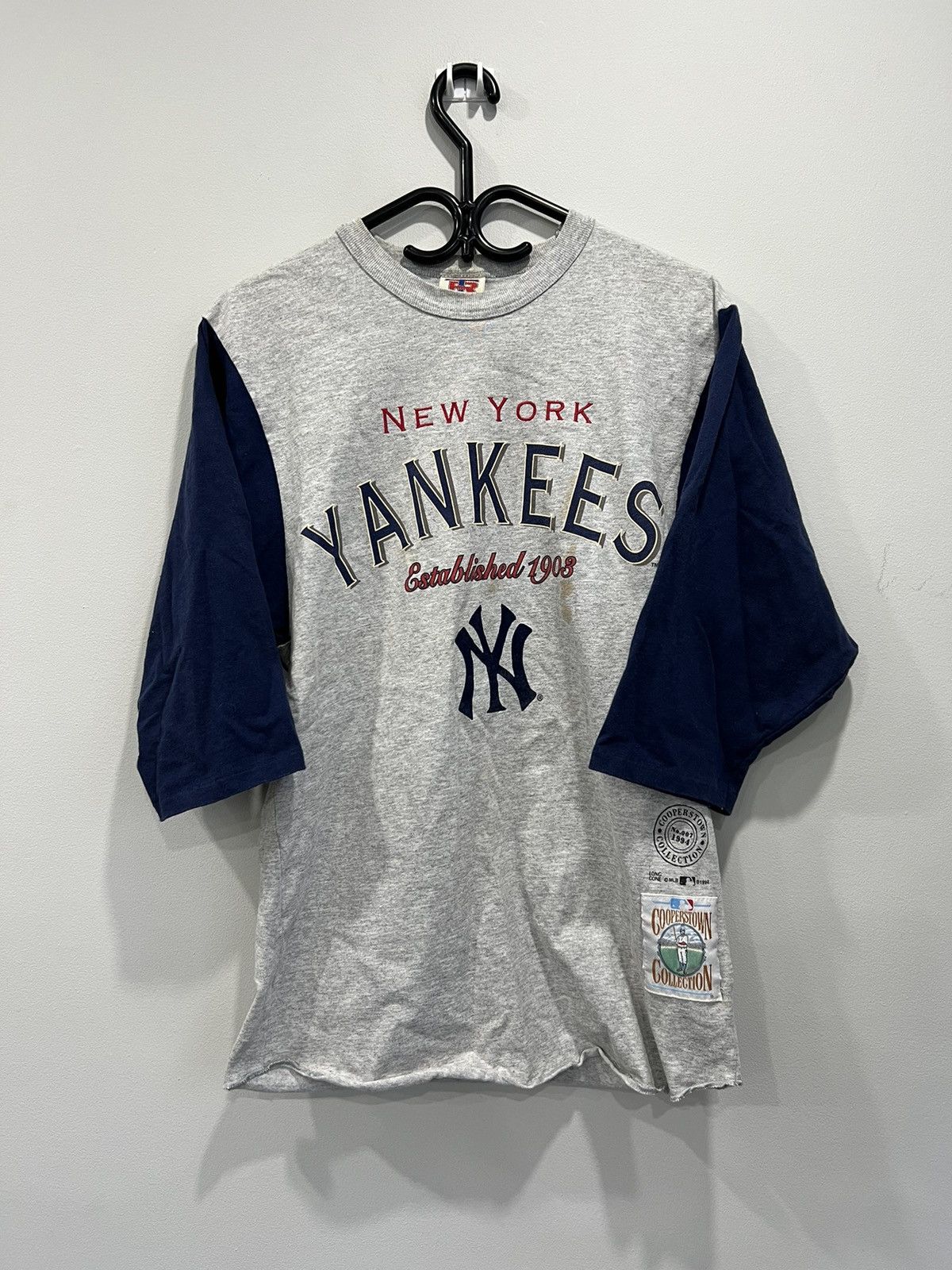 Rare Vintage 90s New York Yankees Full Print Raglan T 