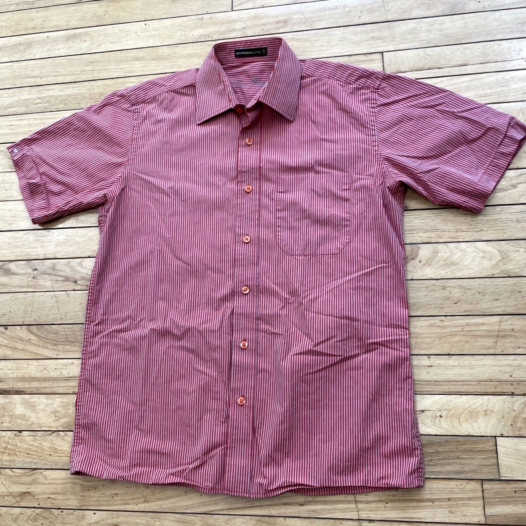 Vintage Louis Philippe Button-Up Shirt Men L Red Striped Premium Cotton 40cm Vintage Picnic Casual Workwear N/A Size US L / EU 52-54 / 3 - 2 Thumbnail