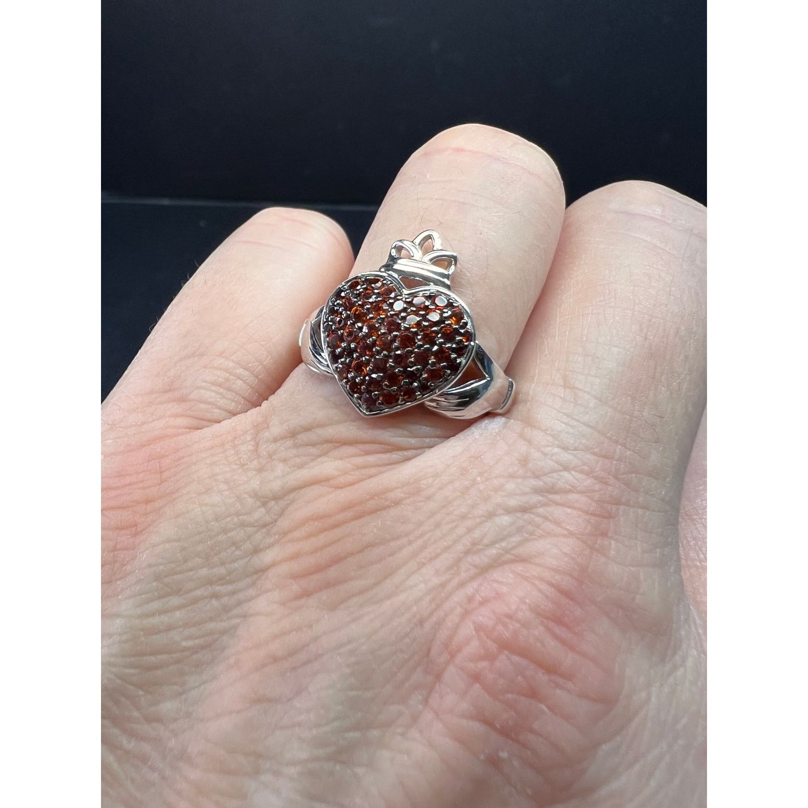 Other NEW Garnet claddagh ring in sterling silver size 7 Size ONE SIZE - 2 Thumbnail