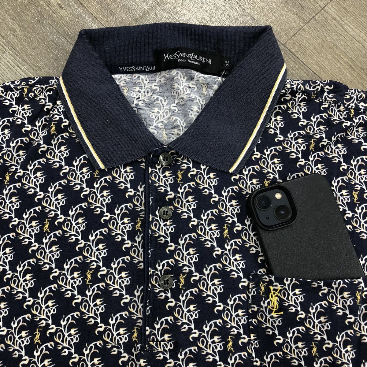 Yves Saint Laurent 🇮🇹Vintage Yves Saint Laurent Pour Homme Ysl Luxury Polo Shirt Size US L / EU 52-54 / 3 - 4 Thumbnail
