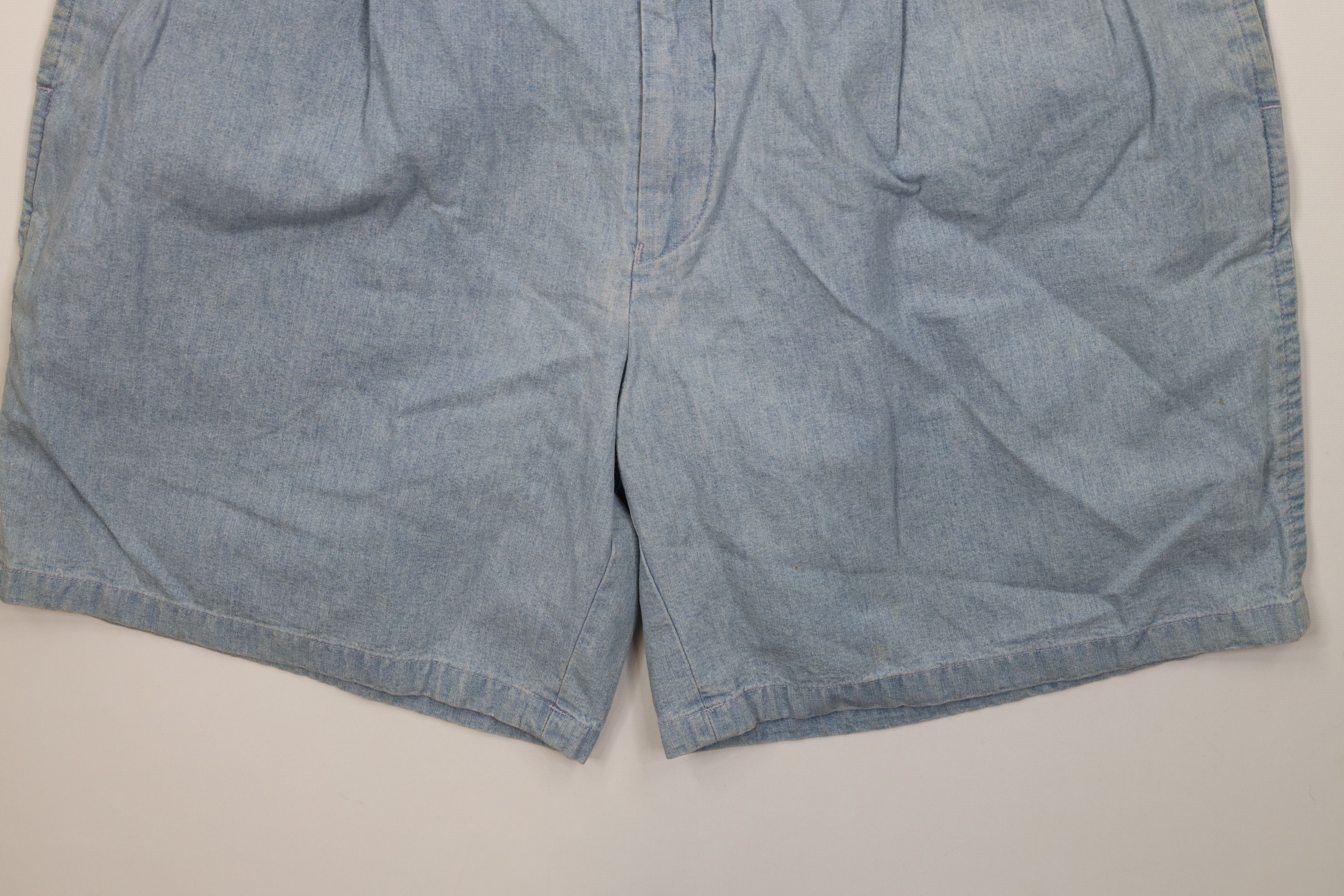 Nautica Vintage 90s Nautica Above Knee Chambray Chino Shorts Blue Size US 40 / EU 56 - 4 Thumbnail