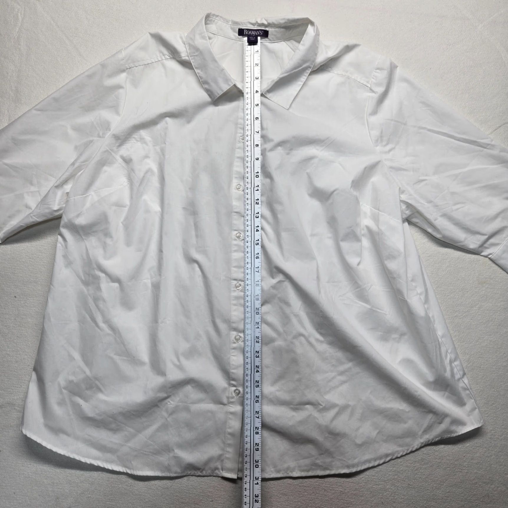 Vintage Roaman's White Button-Up Shirt Dress Women 30W Plus Button-Front Collared Tunic Work Casual Holiday 90s Elegant Professional Chic Bohemian Size 4XL / US 24-26 - 6 Thumbnail