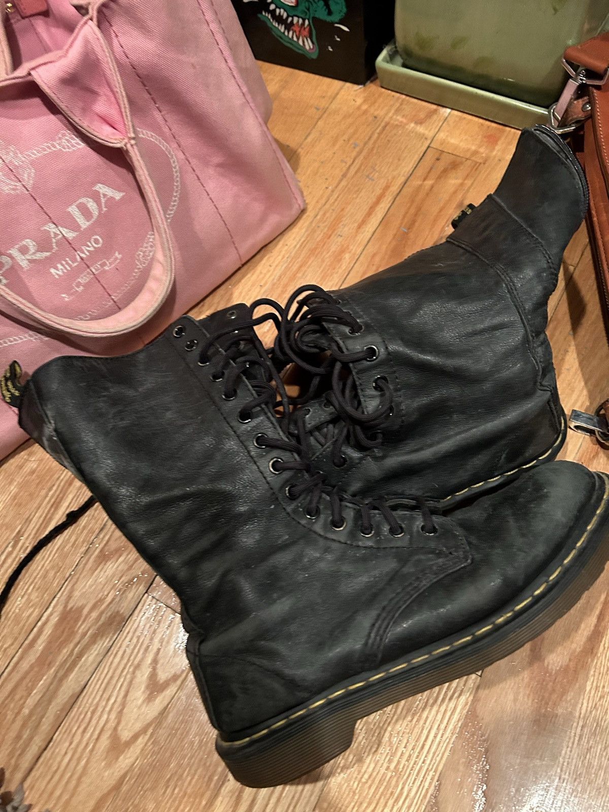 Dr. Martens × Genuine Leather × Vintage DR MARTENS Broken zips ankle high boots Size US 9 / EU 42 - 1 Thumbnail