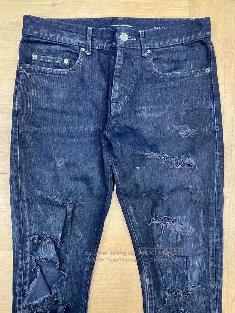 Saint Laurent Paris Distressed Black Denim Jeans with Rips. Size US 29 - 3 Thumbnail