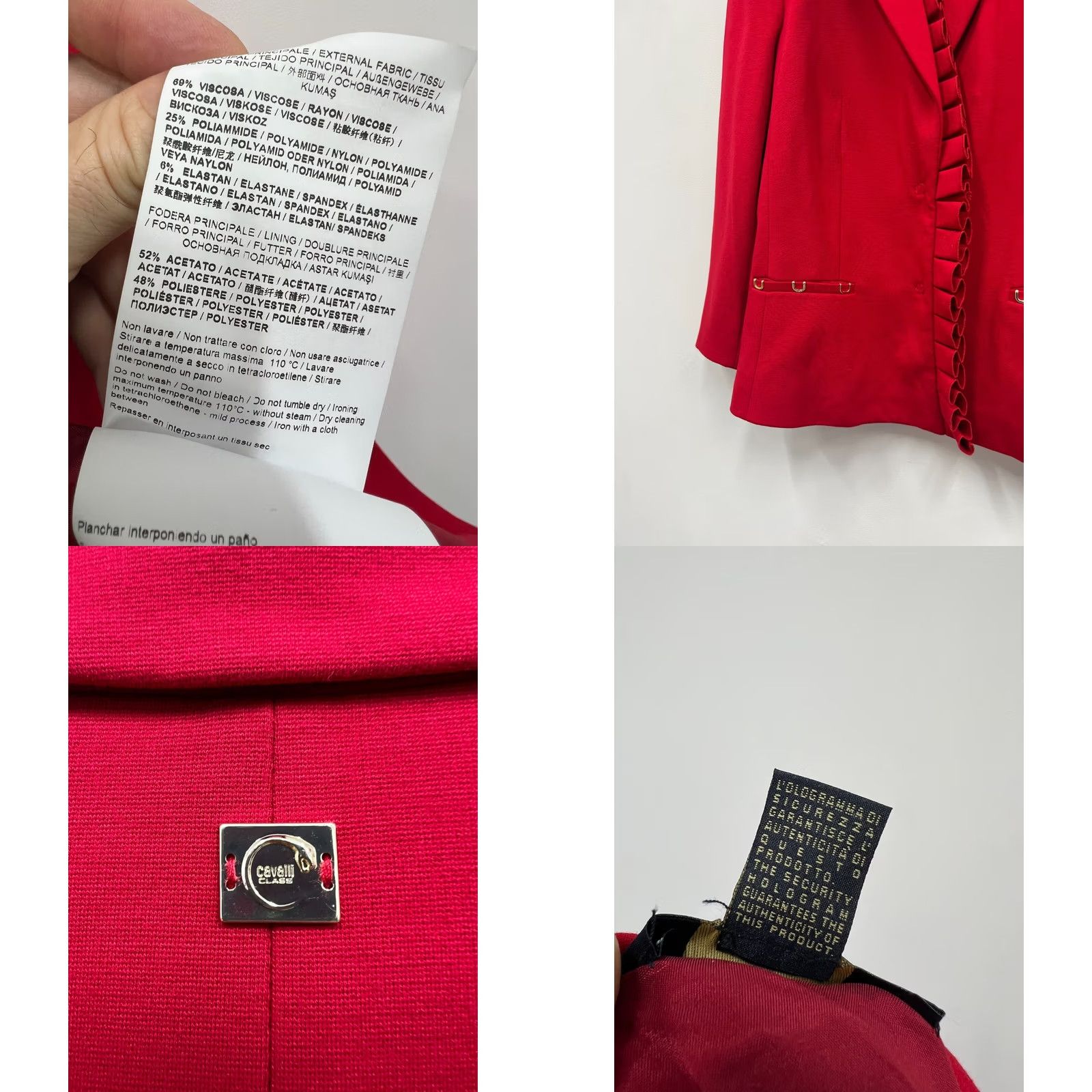 Roberto Cavalli Roberto Cavalli Blazer Women IT 46 US 10 Red Stretch Blazer Vintage? No Size L / US 10 / IT 46 - 8 Thumbnail