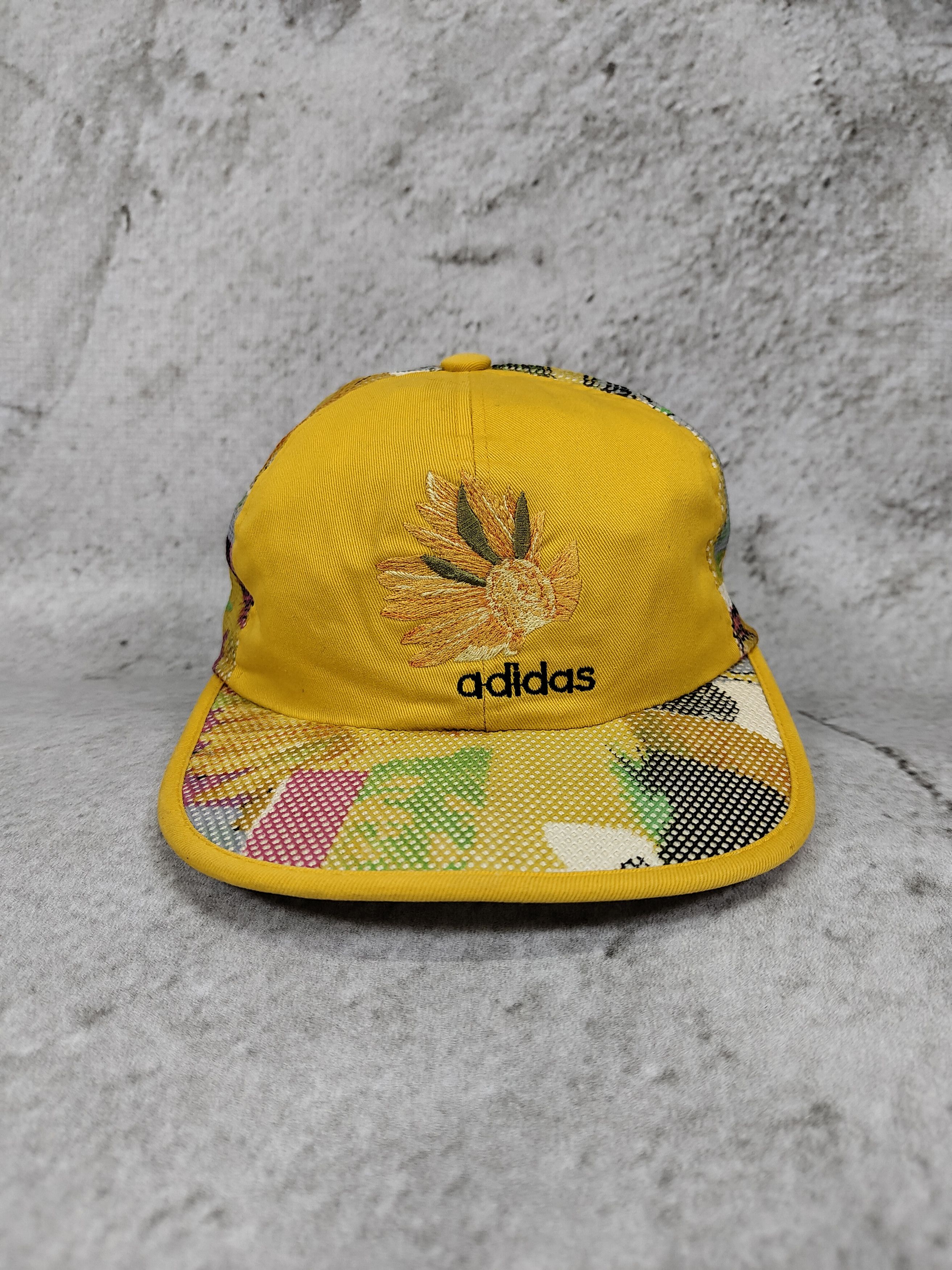 Adidas 90s Adidas Trefoil- Sunflower Embroidered Mesh Panel Caps Size ONE SIZE - 2 Thumbnail