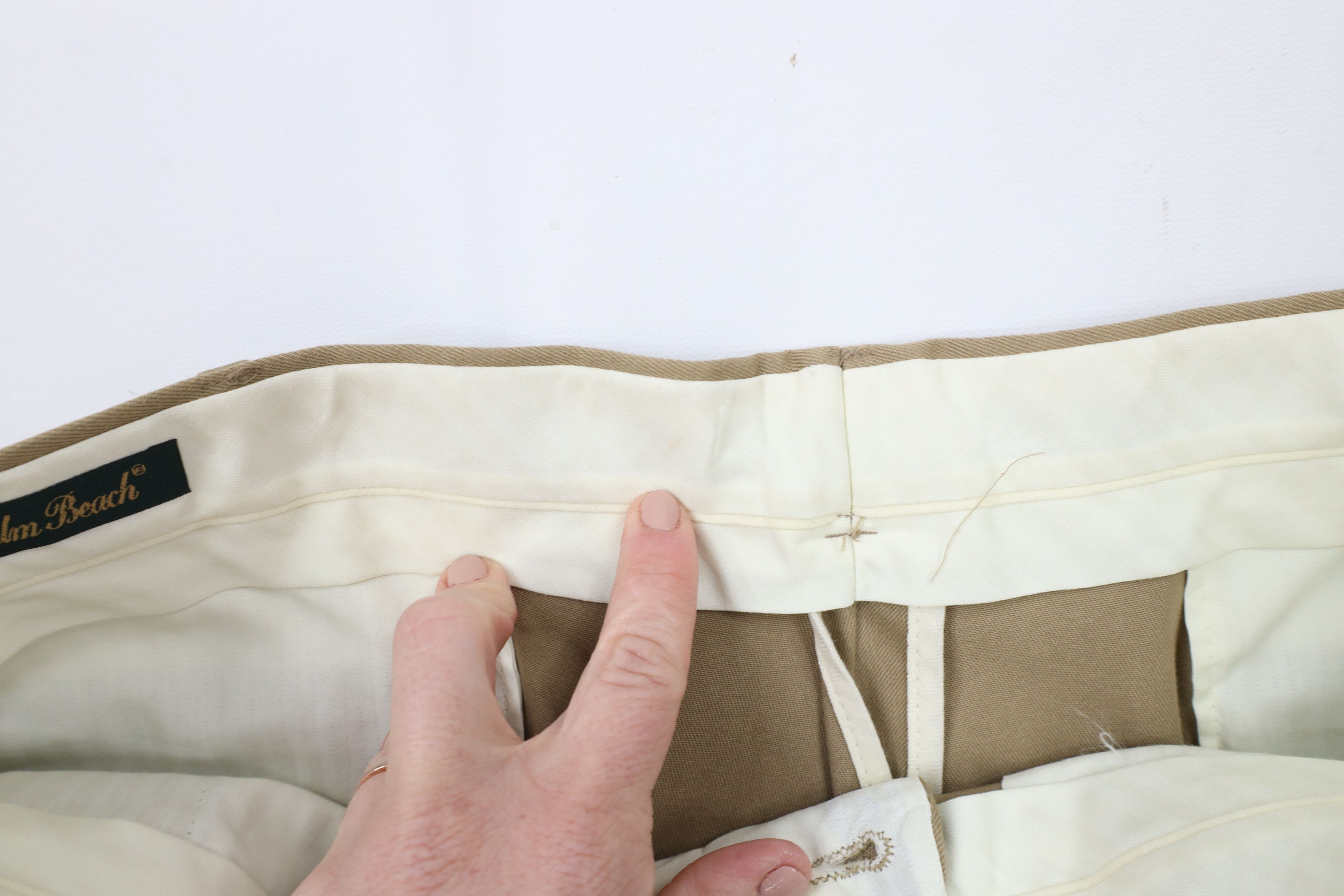 Vintage Vintage 90s Palm Beach Wide Leg Chino Pants Khaki Beige Size US 36 / EU 52 - 7 Thumbnail