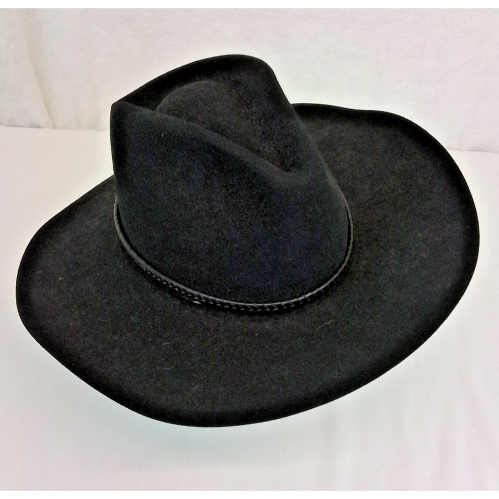 Stetson Stetson Wide Brim Hat 6 3/4 Black Felt Cowboy Hat Western Size ONE SIZE - 3 Thumbnail