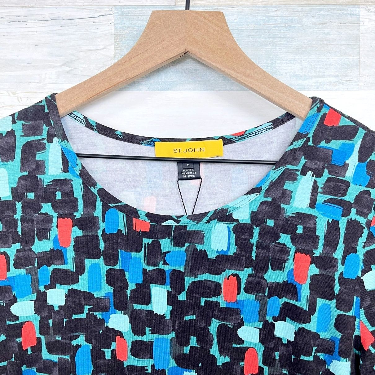 Other ST JOHN Brushstroke Jersey Top Black Green Womens M Size M / US 6-8 / IT 42-44 - 2 Thumbnail