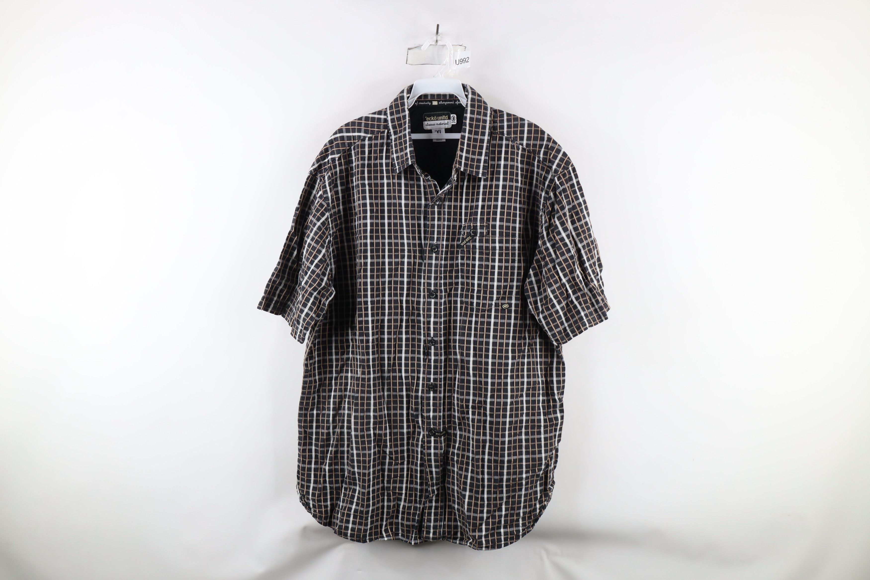Ecko Unltd. × Vintage Vintage Ecko Fit Short Sleeve Collared Button Shirt Plaid Size US XL / EU 56 / 4 - 1 Thumbnail