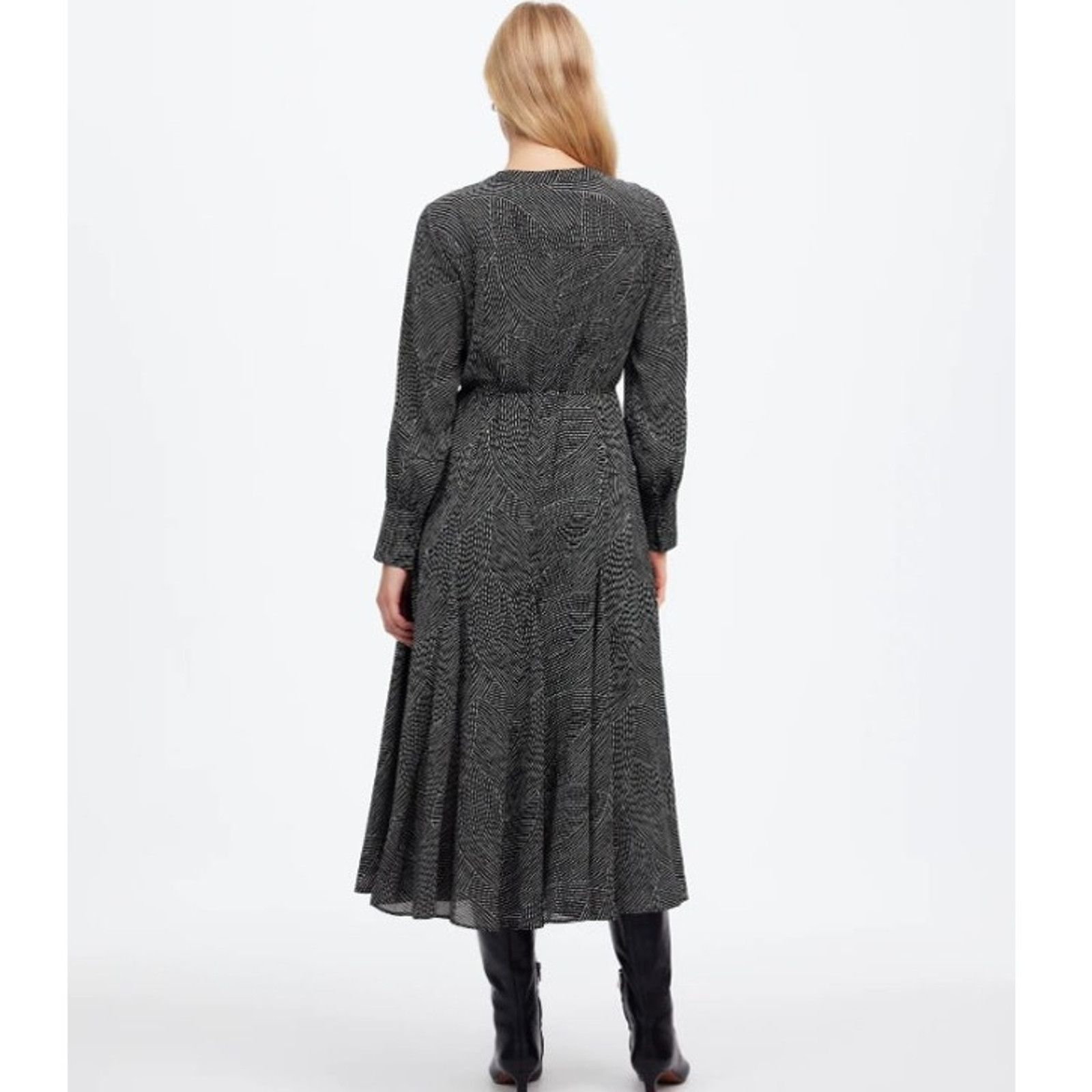 Madewell EUC Madewell Women's Black Tie Waist Midi Dress in Dot M Size M / US 6-8 / IT 42-44 - 3 Thumbnail