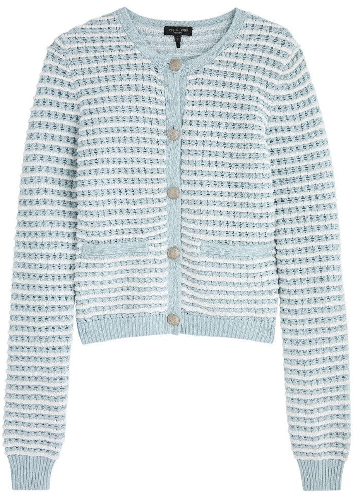 Rag & Bone Rag & Bone Striped Marlee Cardigan Light Blue ( S ) Size S / US 4 / IT 40 - 1 Thumbnail