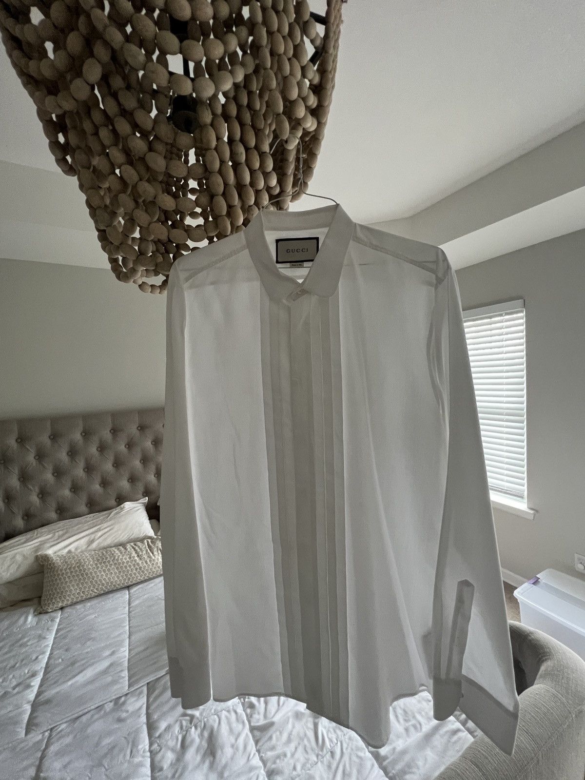 image of Gucci White Tuxedo Panel Shirt Sz. 44/17.5, Men's (Size 2XL)