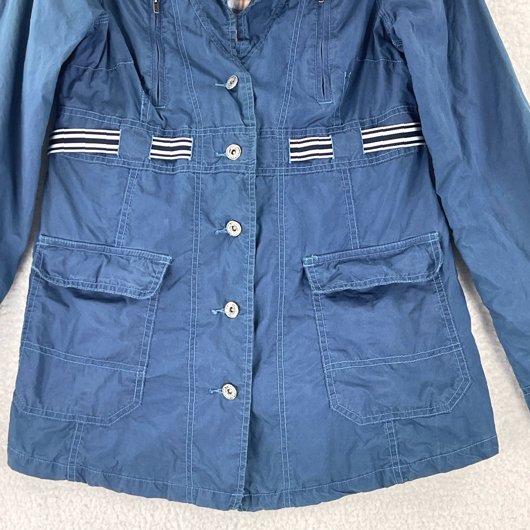 Free People Free People Blue Button-Front Trench Coat Jacket Womens Size 10 Size L / US 10 / IT 46 - 5 Thumbnail