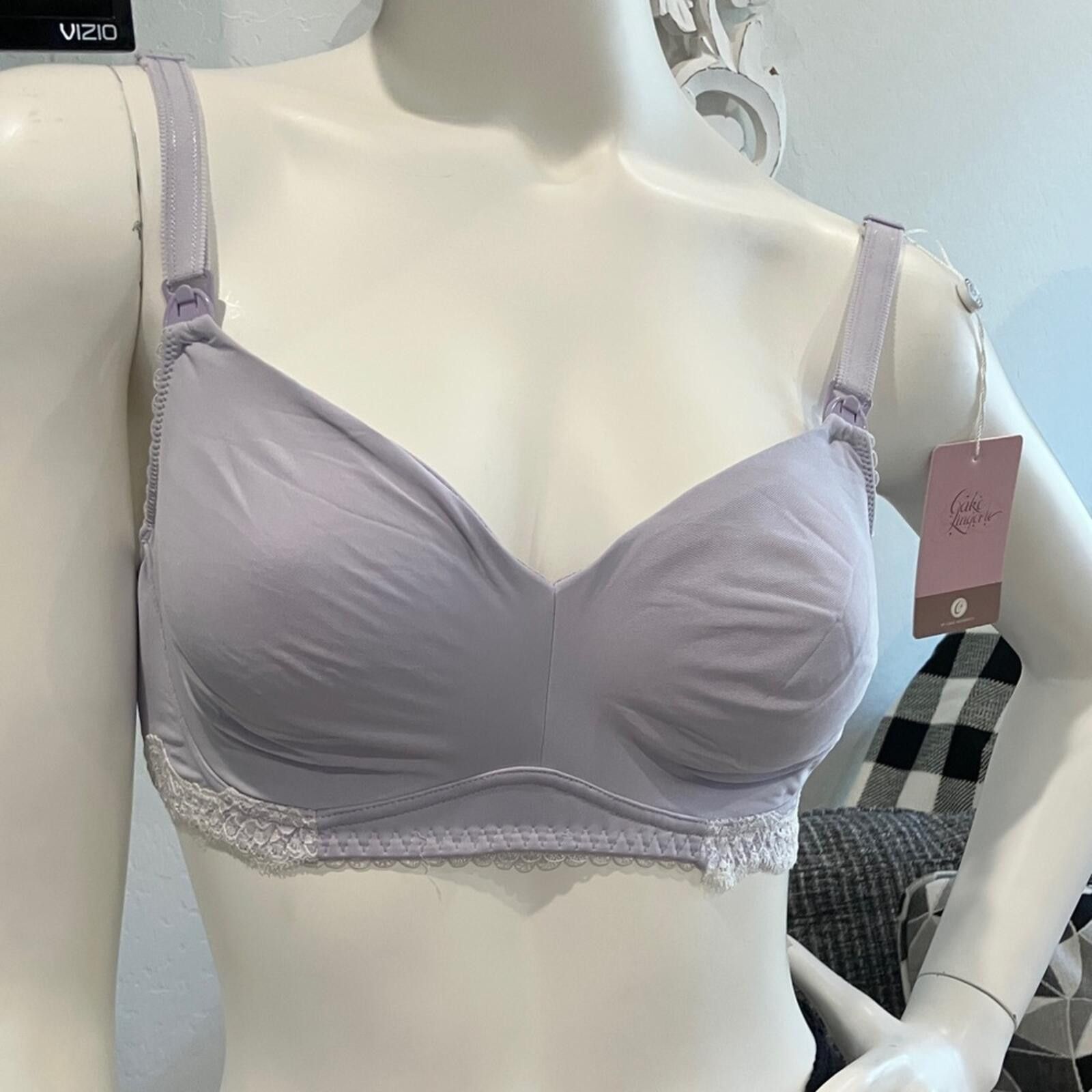 Other Cake Lingerie Soft Lilac Nursing Bra with Lace Trim Size ONE SIZE - 6 Thumbnail