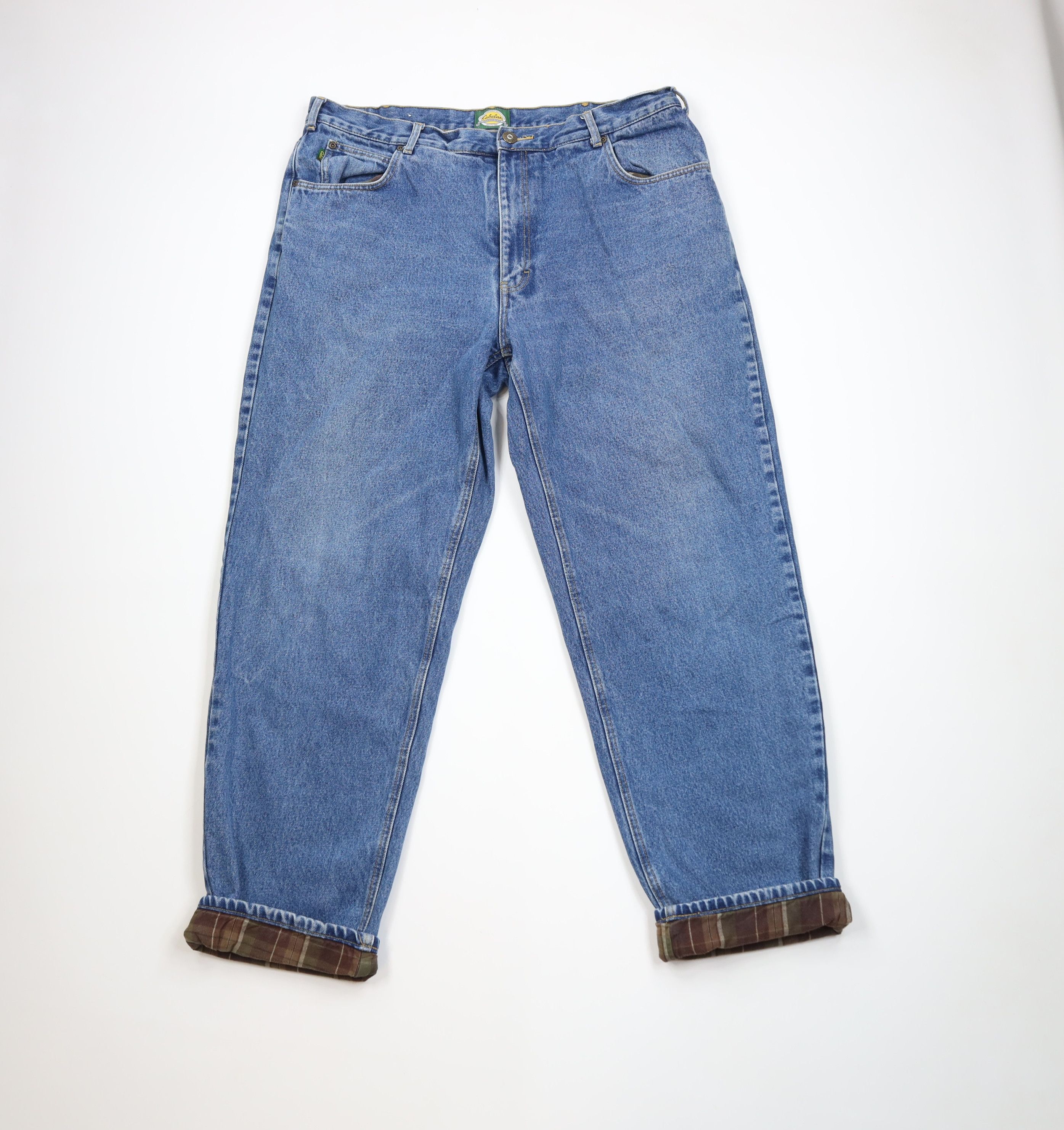 Cabelas Vintage Cabelas Heavyweight Flannel Lined Denim Jeans Blue Size US 42 / EU 58 - 1 Thumbnail
