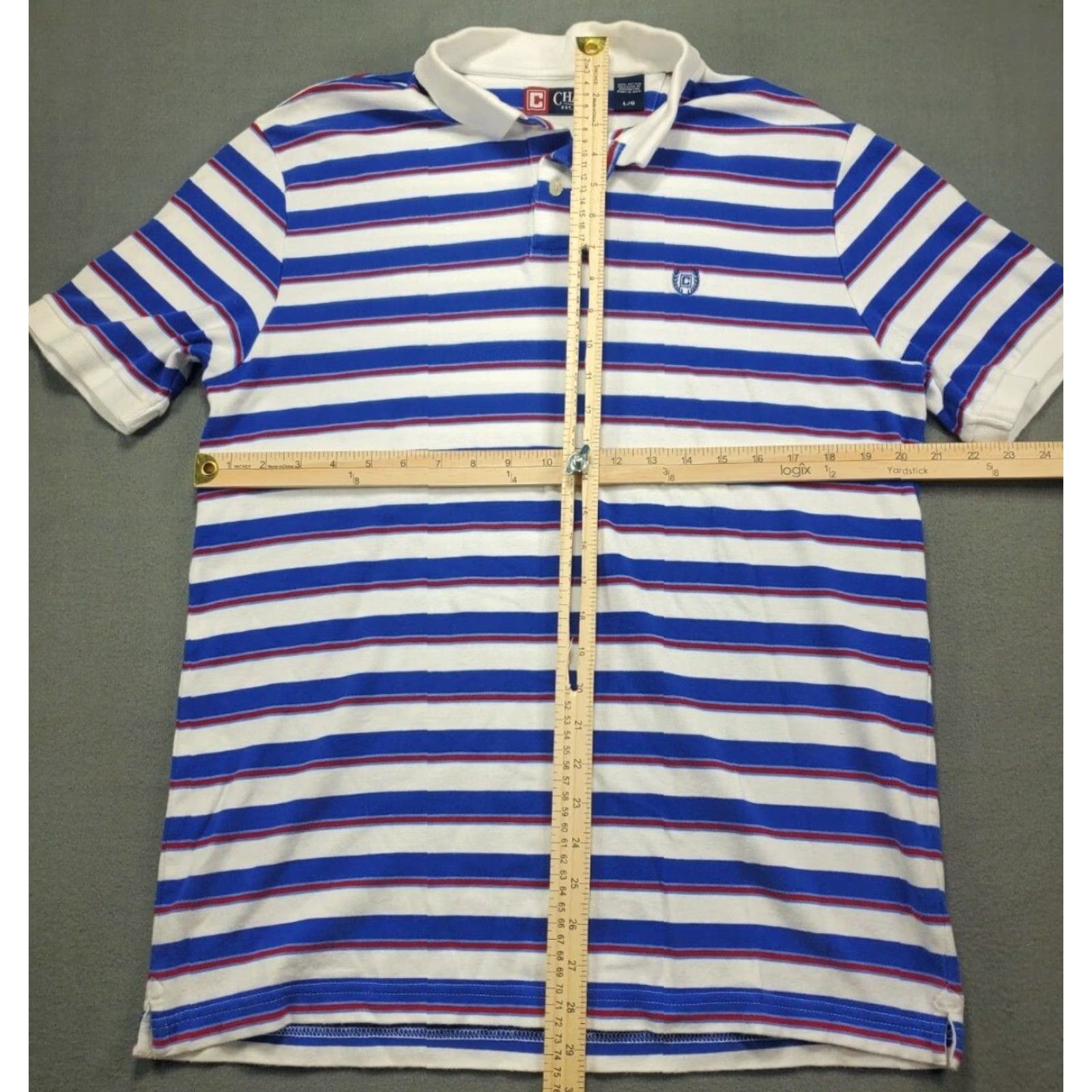 Chaps Chaps Polo Shirt Mens L Short Sleeve Striped Navy 100% Cotton Golf Rugby Shirt Polo Size US L / EU 52-54 / 3 - 2 Thumbnail