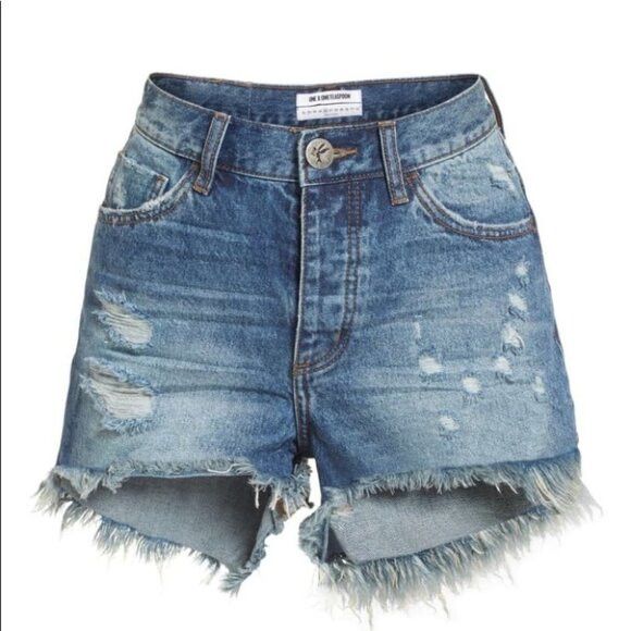 One Teaspoon One Teaspoon Women's High Waist Bonita's denim Jean Shorts Size 25" / US 0 / IT 36 - 7 Thumbnail
