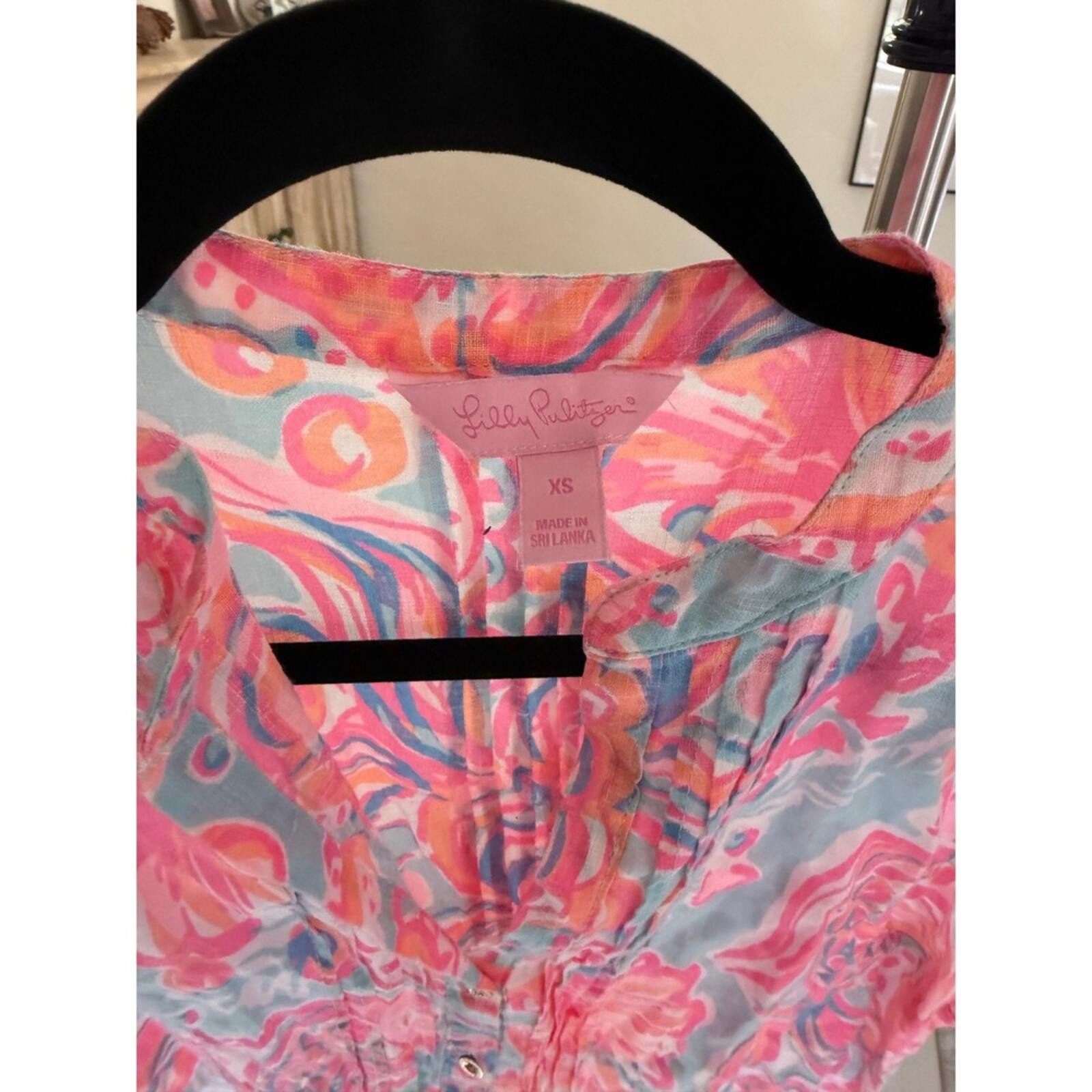 Other Lilly Pulitzer XS Sarasota Pink Linen Sleeveless Shift Dress Size XS / US 0-2 / IT 36-38 - 4 Thumbnail