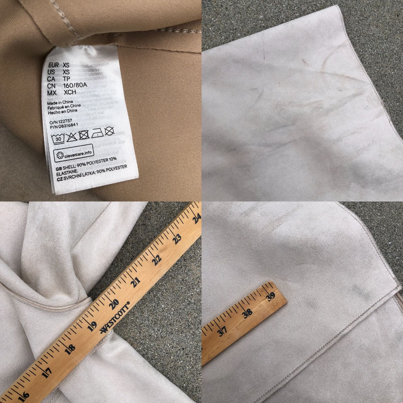H&M H&M Faux Trench Coat Jacket Women's XS Beige Long Sleeve Faux Suede Long Coat Size XS / US 0-2 / IT 36-38 - 8 Thumbnail