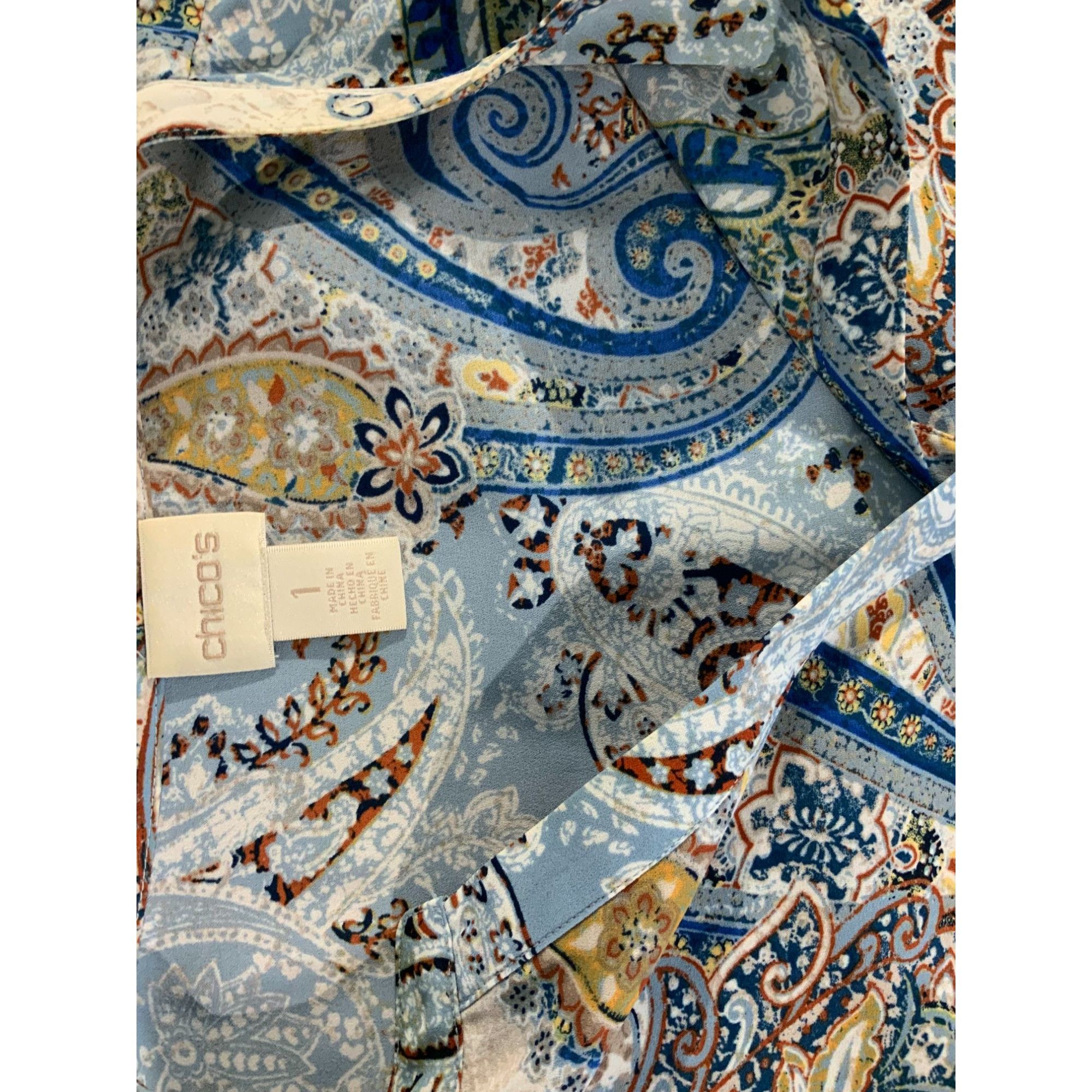 Chicos Chicos Womens Paisley Layered Tunic Top Medium Blue Beige Size M / US 6-8 / IT 42-44 - 6 Thumbnail