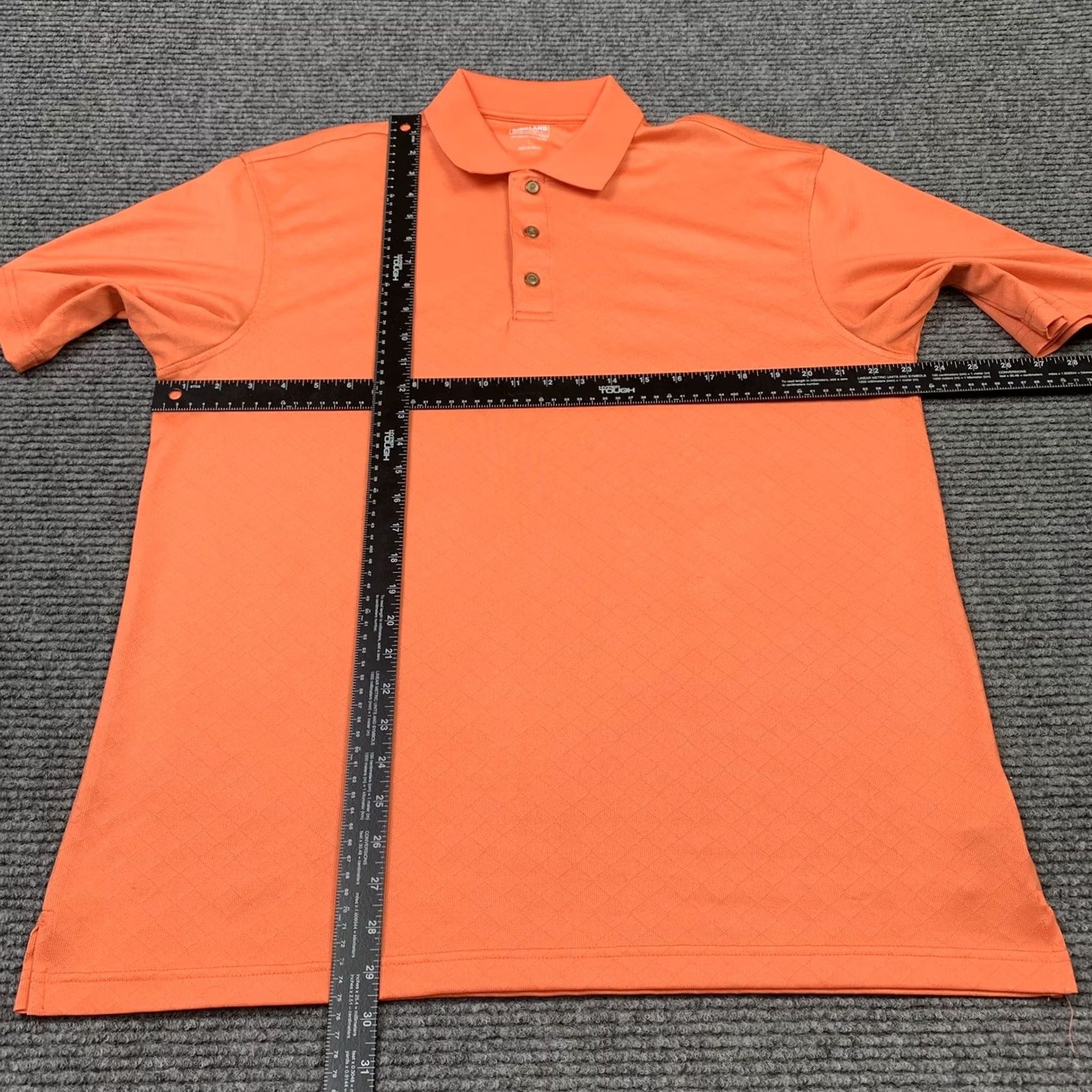 Vintage Kirkland Signature Mens L Orange Diamond Design Performance Polo Shirt Size US L / EU 52-54 / 3 - 4 Thumbnail