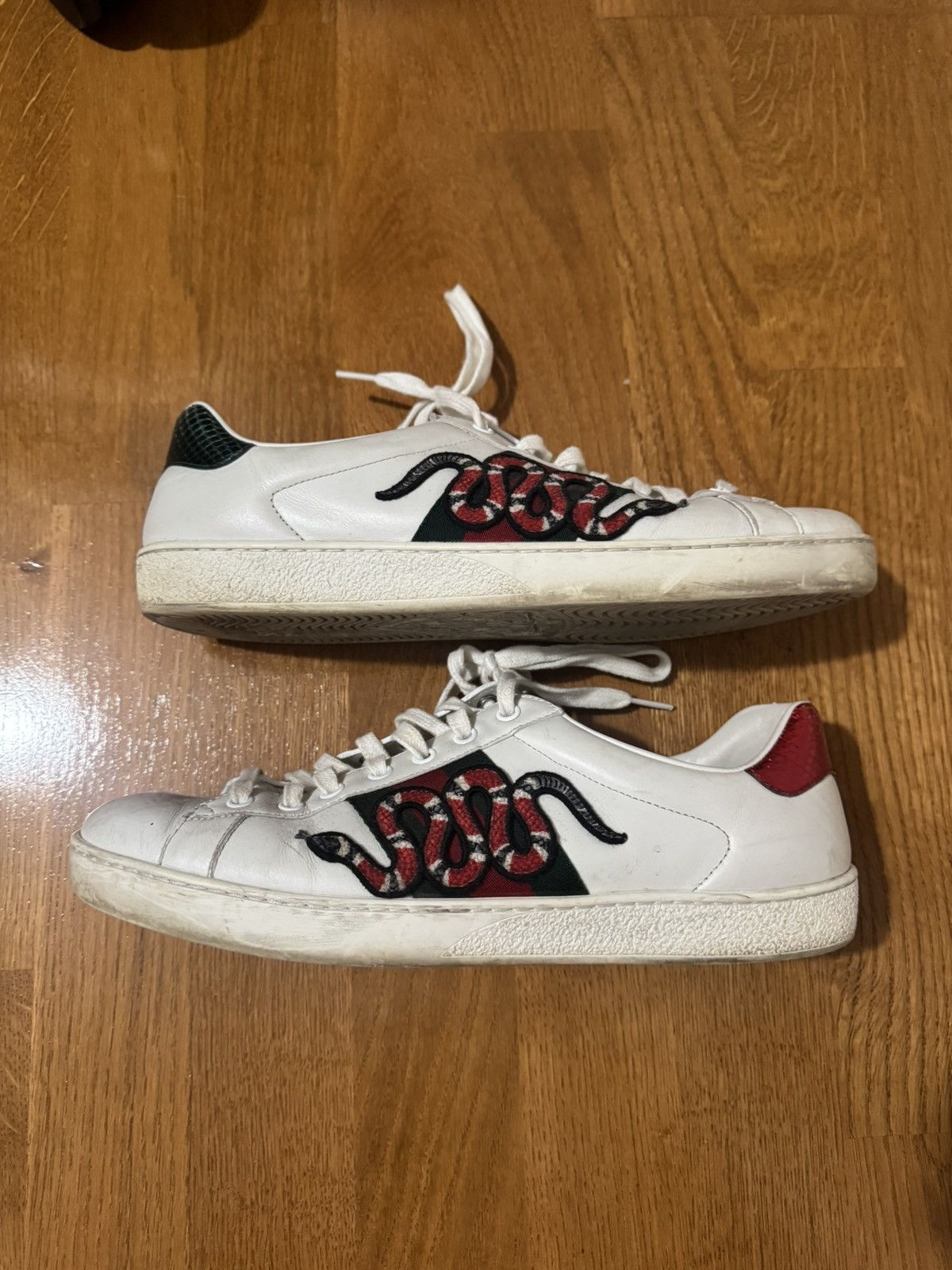 Gucci Ace Embroidered Snake Leather Sneakers
