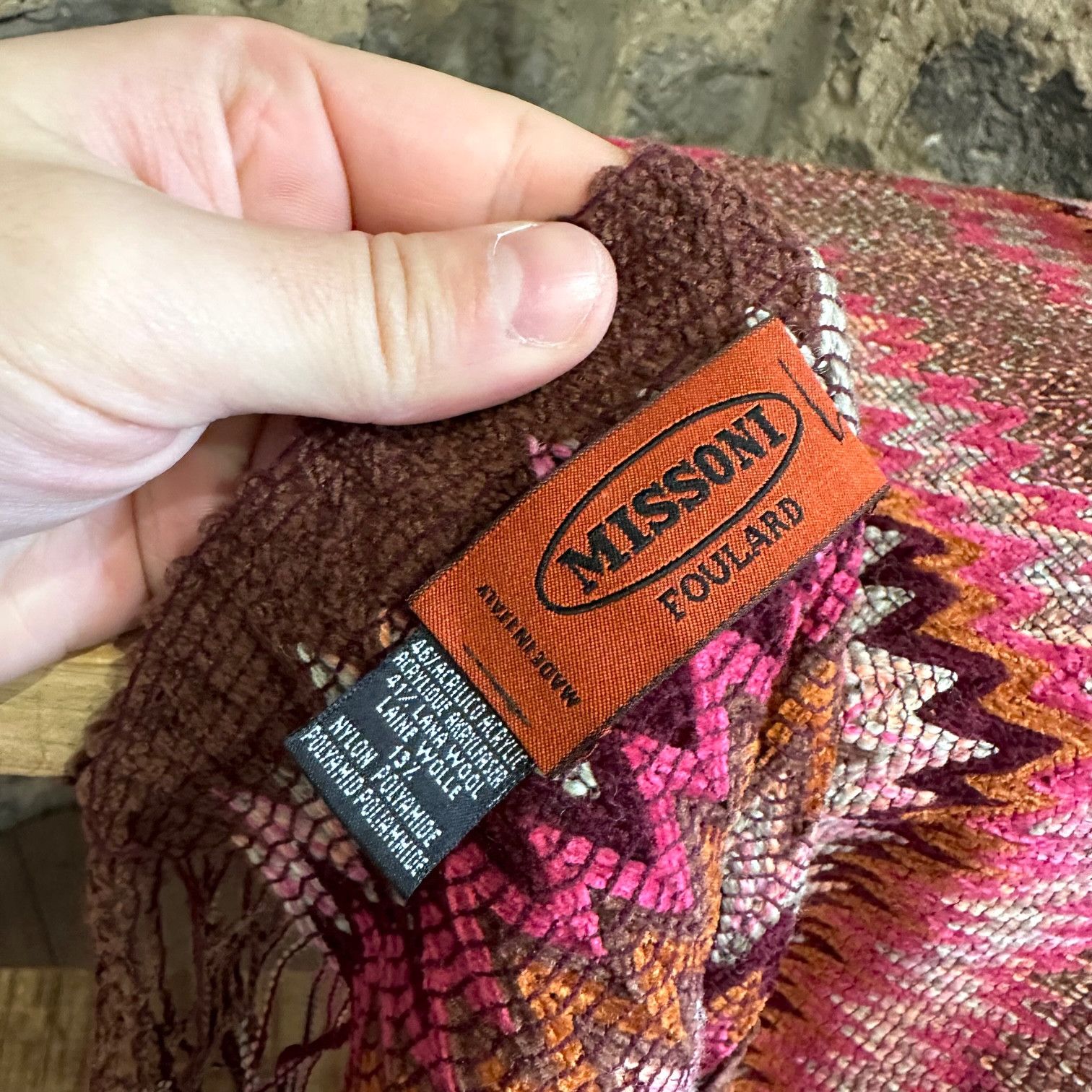 Missoni Missoni Pink Brown Zigzag Chenille Scarf Size ONE SIZE - 5 Thumbnail