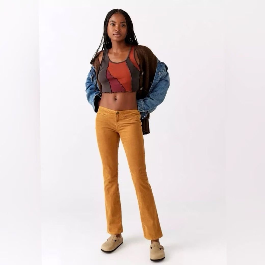 Bdg BDG Urban Outfitters Eloise Ultra Low Rise Corduroy Pants Women 27 Gold Comfortable Slim Pockets 90s Grunge Bohemian Vintage: No Size 27" / US 4 / IT 40 - 2 Thumbnail