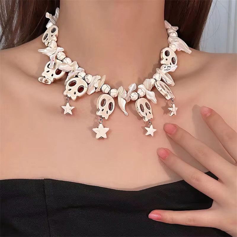 Jewelry Punk Style Skull Necklace Clavicle Chain Size ONE SIZE - 3 Thumbnail