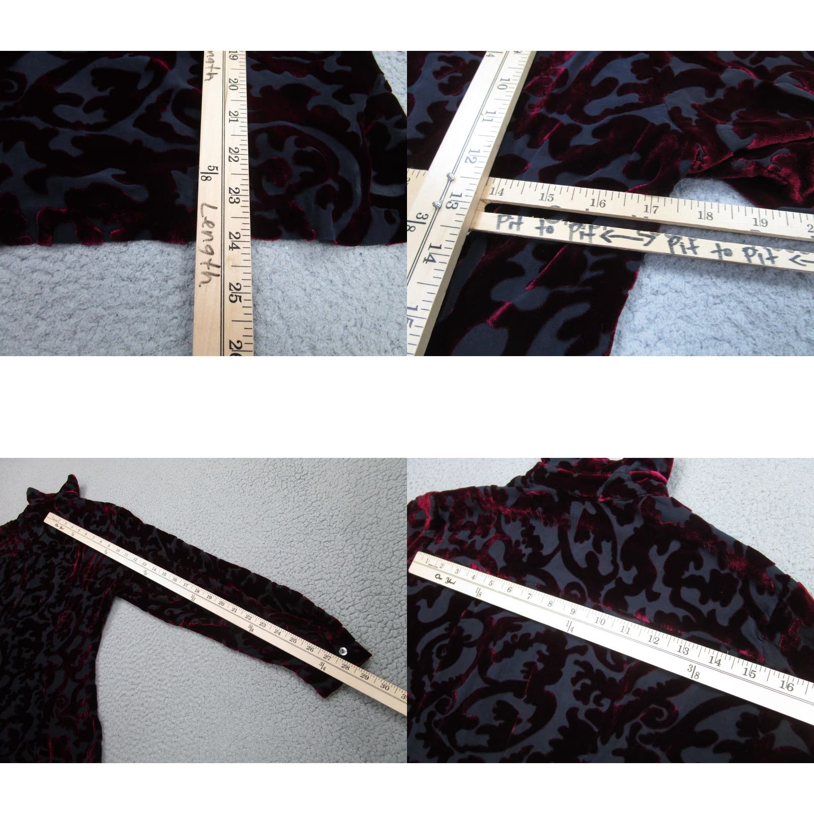 Merona VINTAGE Merona Shirt Womens XS Red Burnout Velvet Floral Sheer y2k Whimsigoth Fairy Boho Size XS / US 0-2 / IT 36-38 - 8 Thumbnail