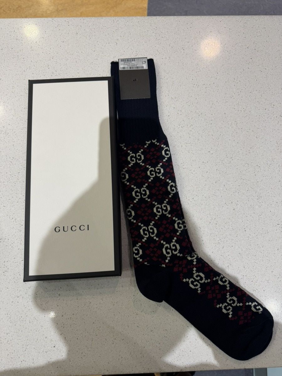 Gucci Gucci GG Supreme Diamond Socks Navy RARE “Authentic” Size ONE SIZE - 4 Thumbnail