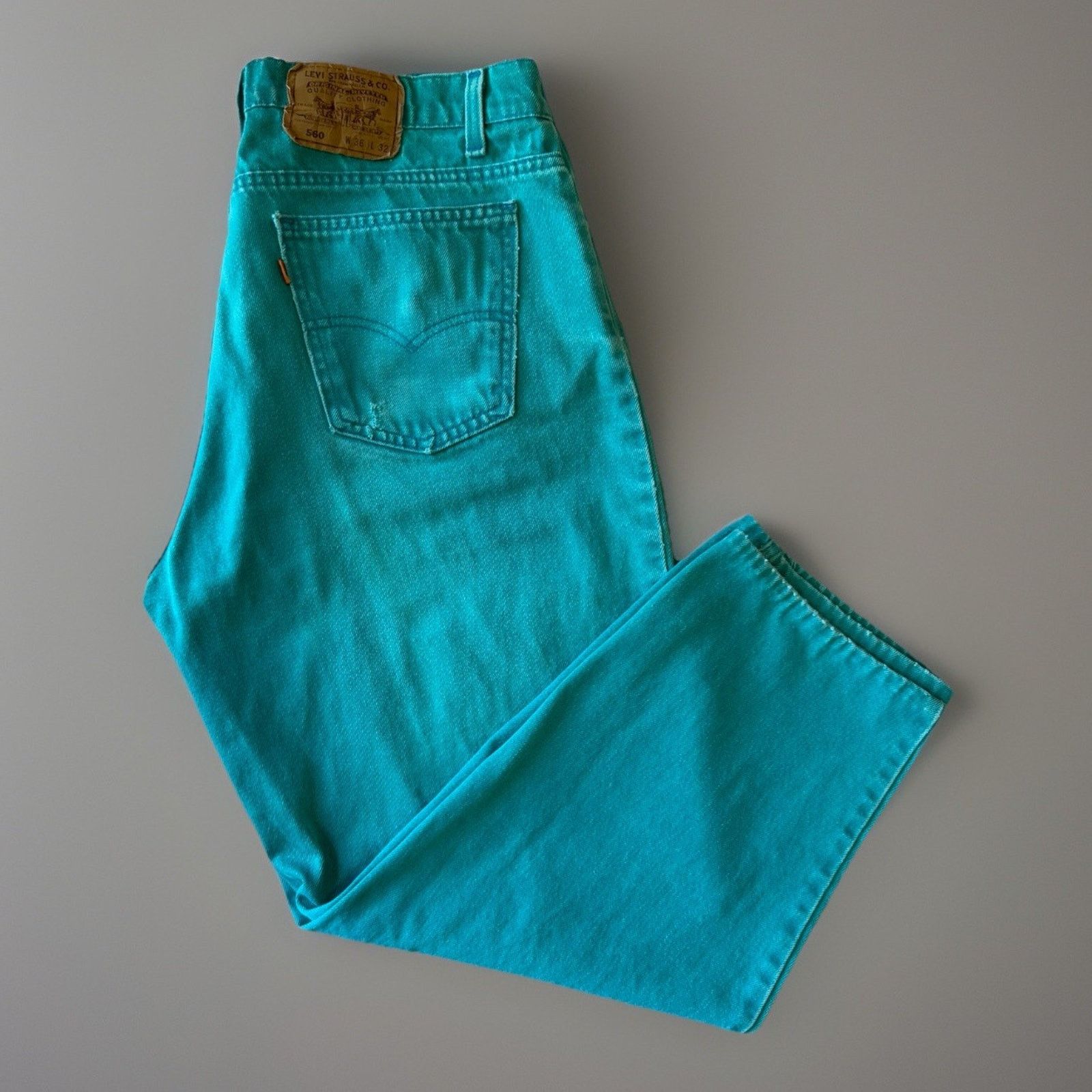 Levi's Vintage Levis 560 Jeans 35 Teal Made In USA 80s Relaxed Size US 35 - 1 Thumbnail