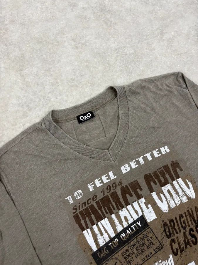 Dolce & Gabbana 2000s Dolce & Gabbana Grey V-Neck Deluxe Longsleeve T-Shirt Size US S / EU 44-46 / 1 - 5 Thumbnail