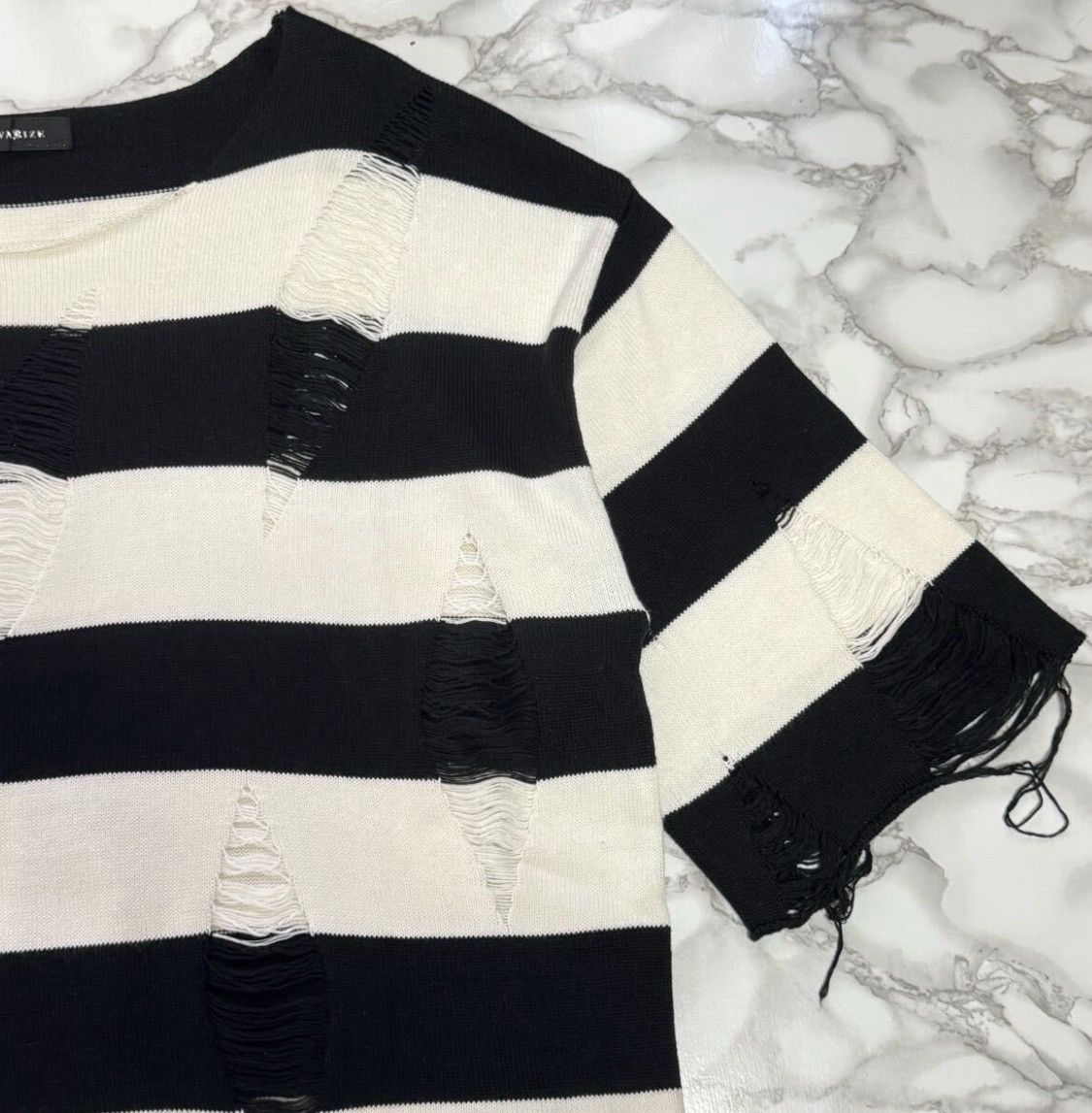 CIVARIZE Grunge Distressed/Striped 5/8 Sleeve Knit Sweater Size US M / EU 48-50 / 2 - 3 Thumbnail