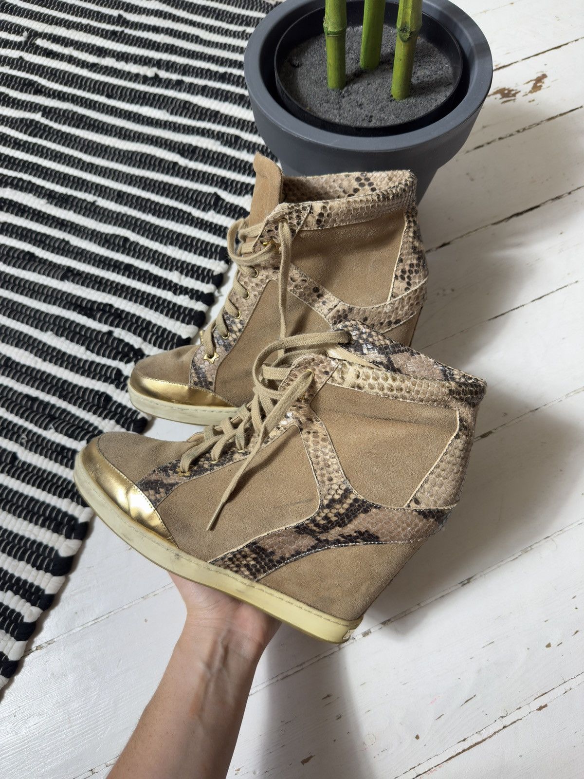 Jimmy Choo VINTAGE JIMMY CHOO BECKETT HIGH PLATFORM SNEAKERS SHOES Size US 10 / IT 40 - 1 Thumbnail