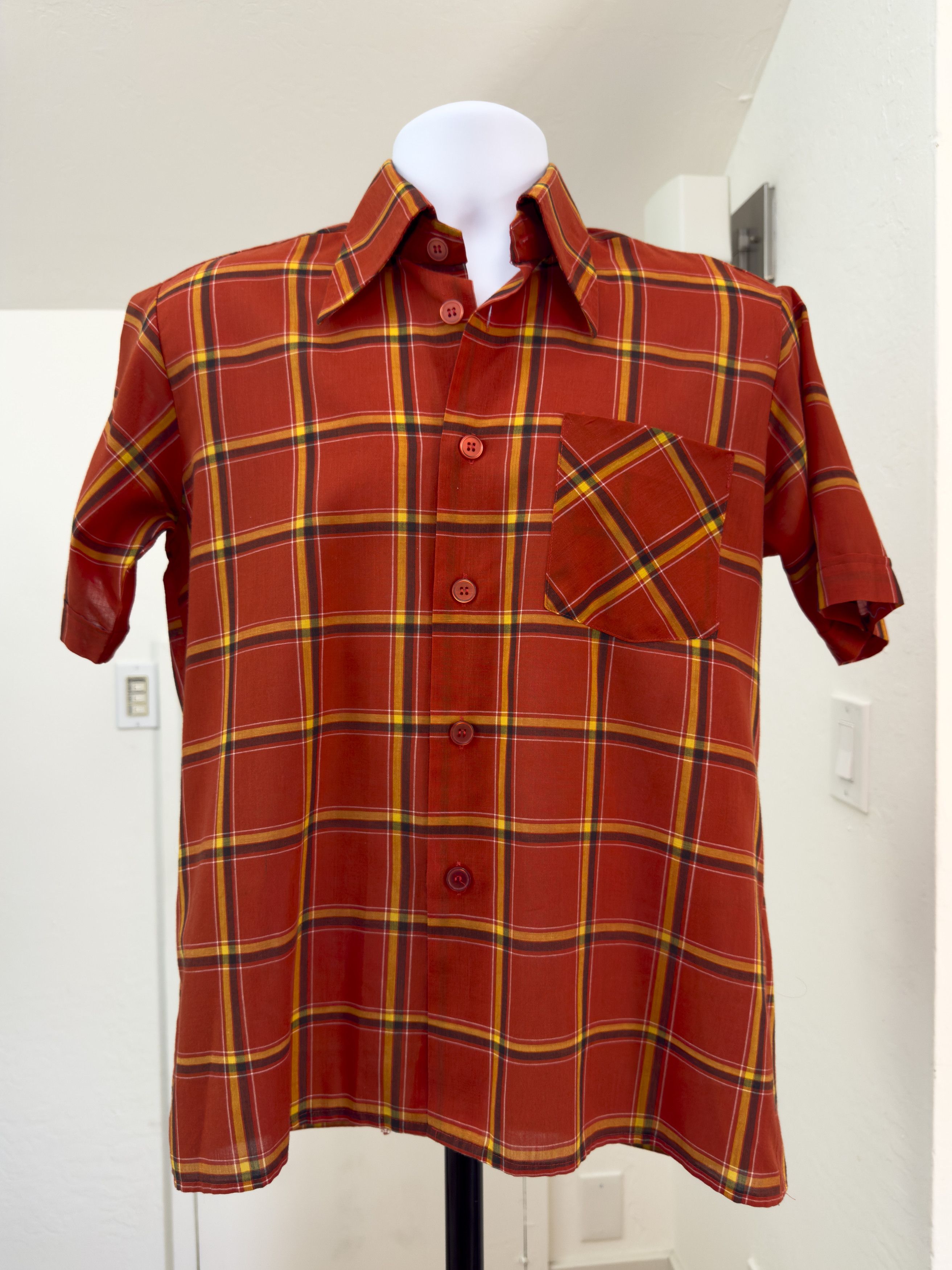 Other Vintage La Chemise Royal Orange Plaid Shirt Size US M / EU 48-50 / 2 - 1 Thumbnail