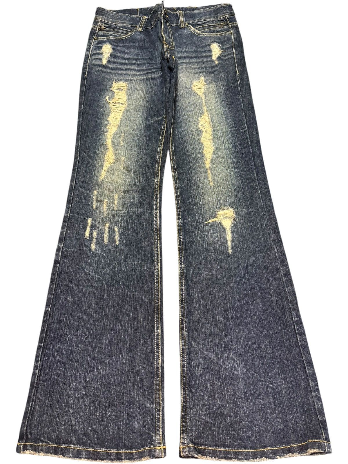 If Six Was Nine Vintage Japanese Lagust Rusty Wash Distress Flare Jeans Size 29" - 1 Thumbnail
