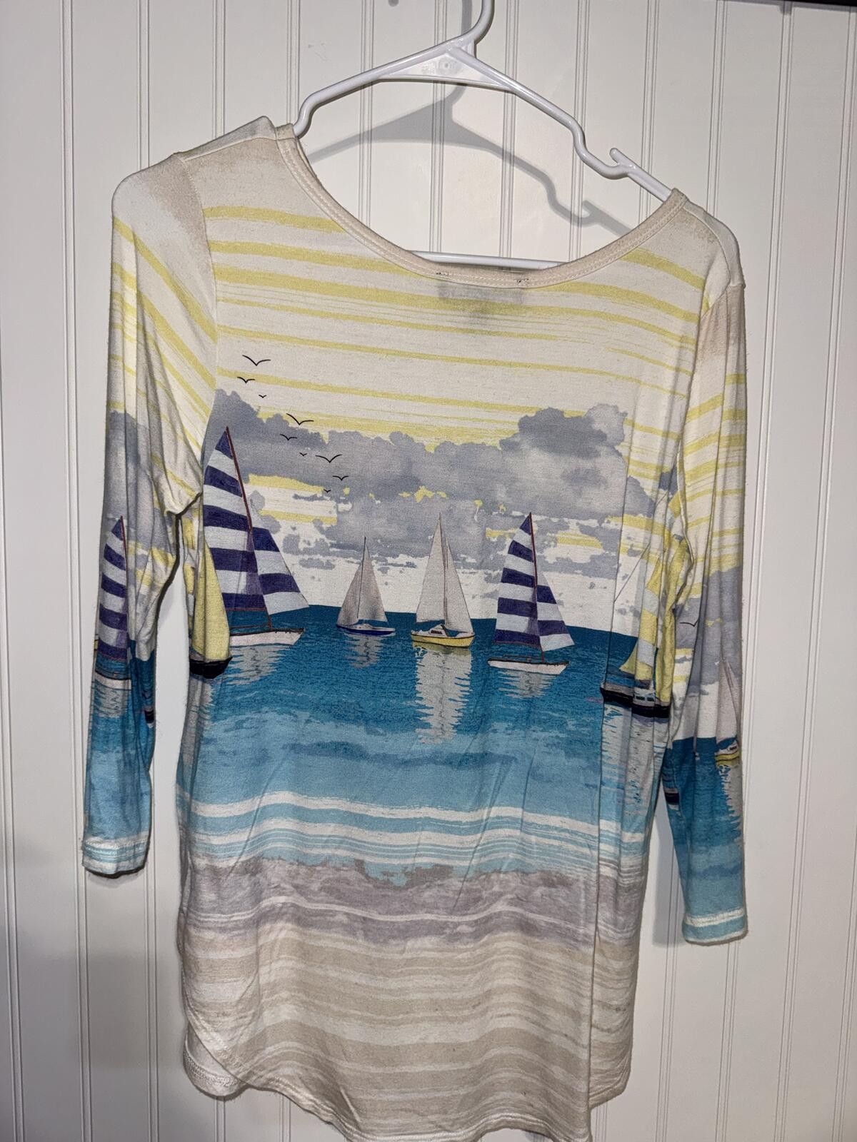 Other Karen Kane Medium Long Sleeve Sailboat Print Top Size M / US 6-8 / IT 42-44 - 2 Thumbnail
