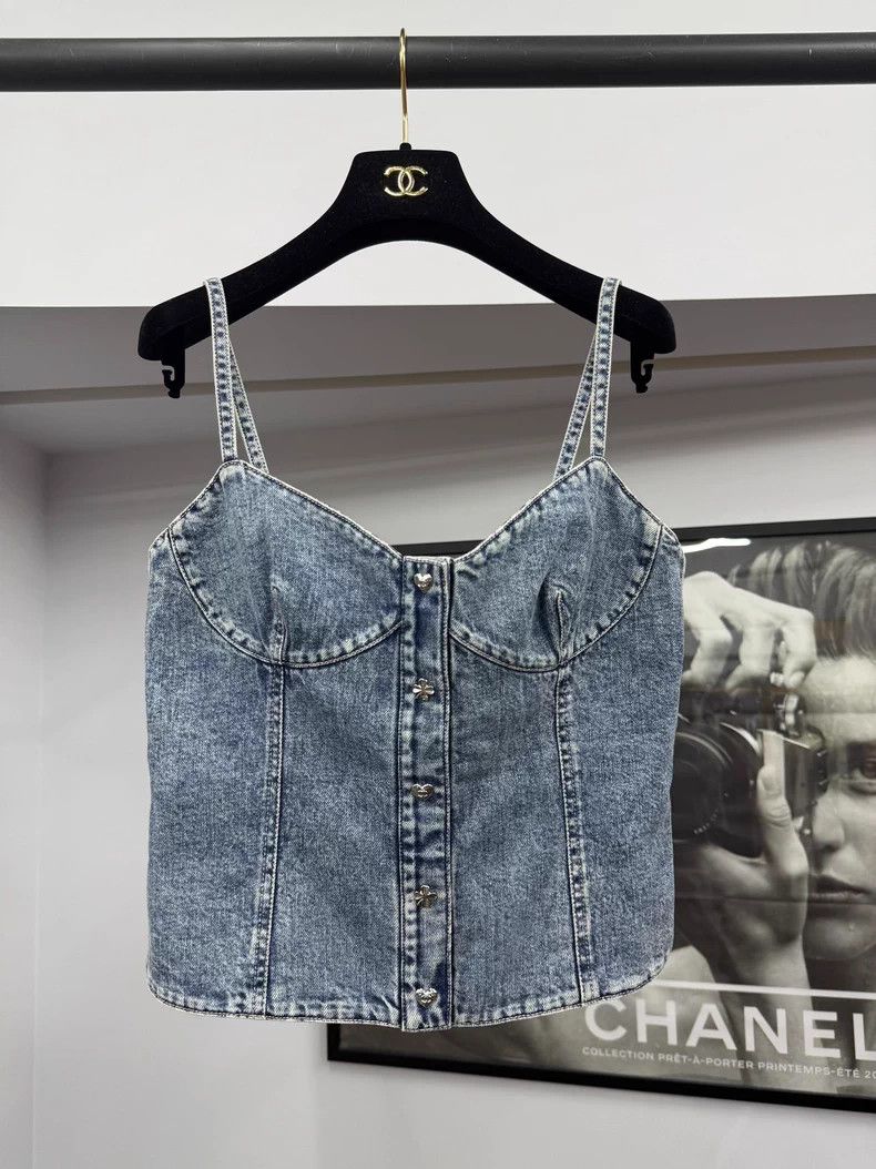 Chanel Chanel 25B Denim Suspender Vest Size XXS / US 00 / IT 34 - 1 Thumbnail