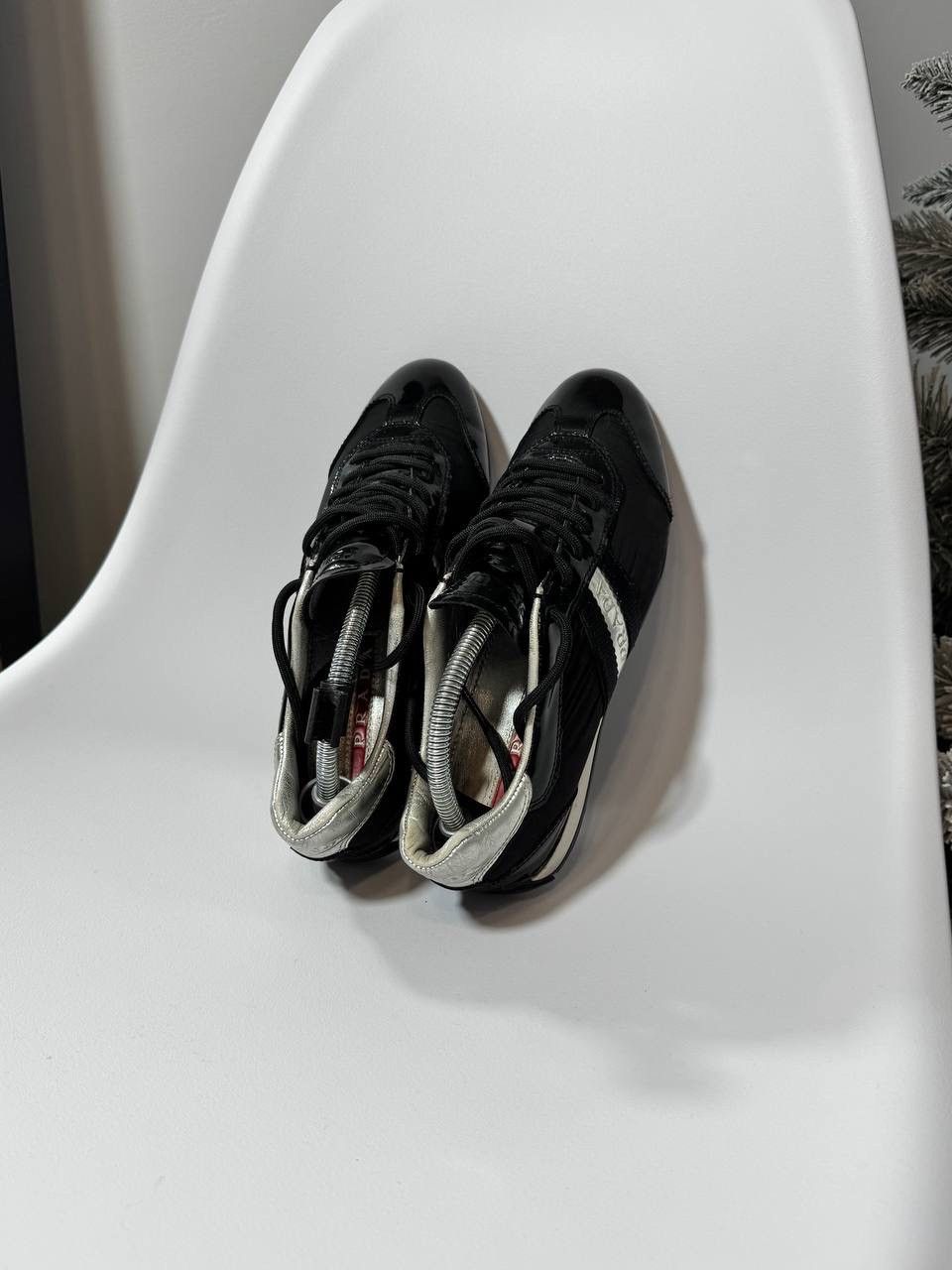 Prada Prada Black Patent Leather & Nylon Sneakers Size 35.5 Size US 5.5 / IT 35.5 - 2 Thumbnail