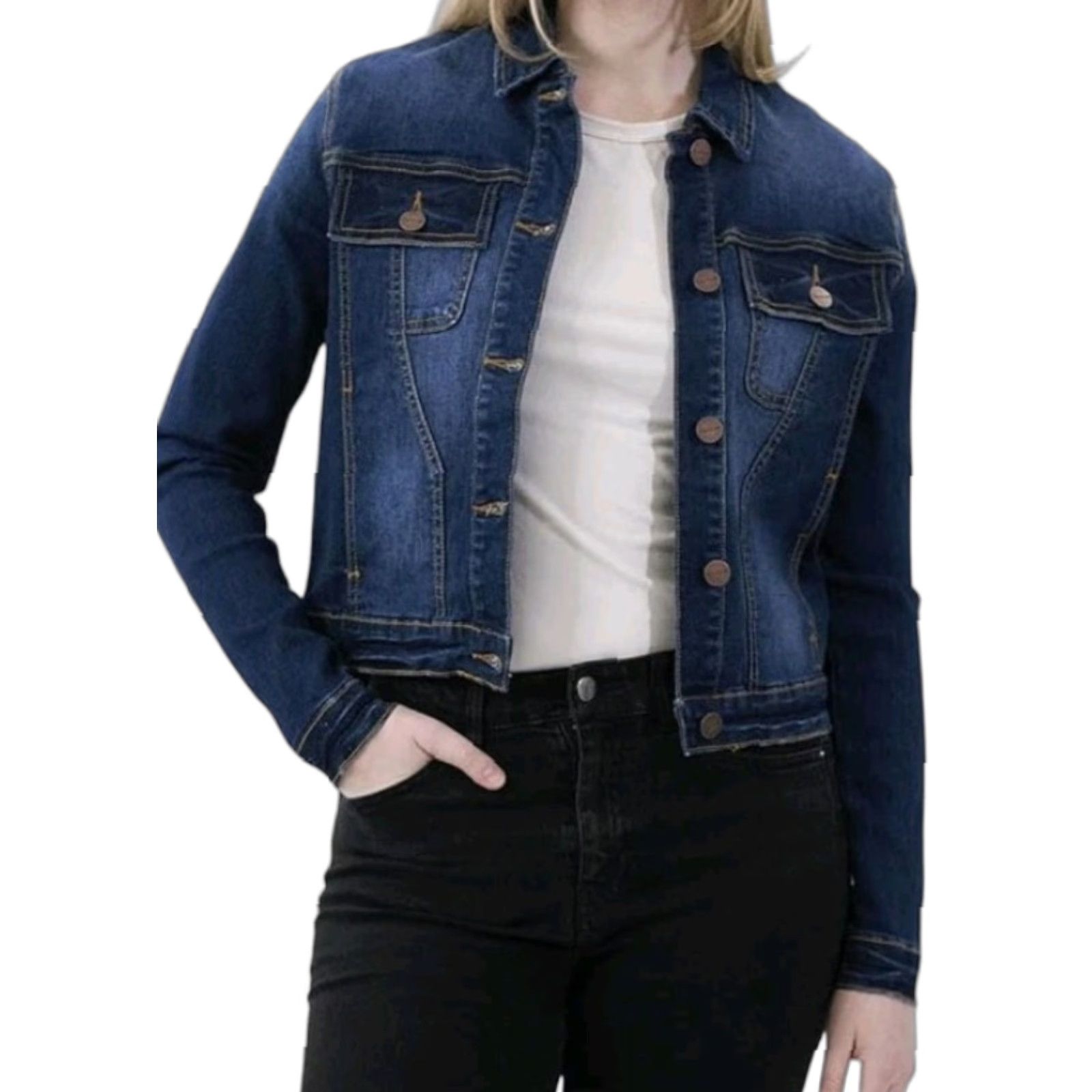 Denime Indigo Saints Denim Jacket - Jacket - XL - Dark Blue - Denim - Women's - New With Tags - Casual - Button - Pockets - Cotton Blend - Regular Fit Size XL / US 12-14 / IT 48-50 - 1 Thumbnail