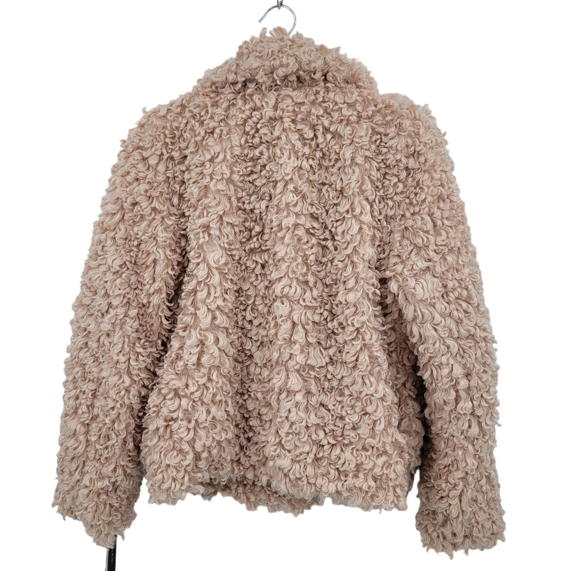 Designer Tahari Teddy Coat M Pink Vegan Faux Fur Curly Textured Jacke Size M / US 6-8 / IT 42-44 - 8 Thumbnail