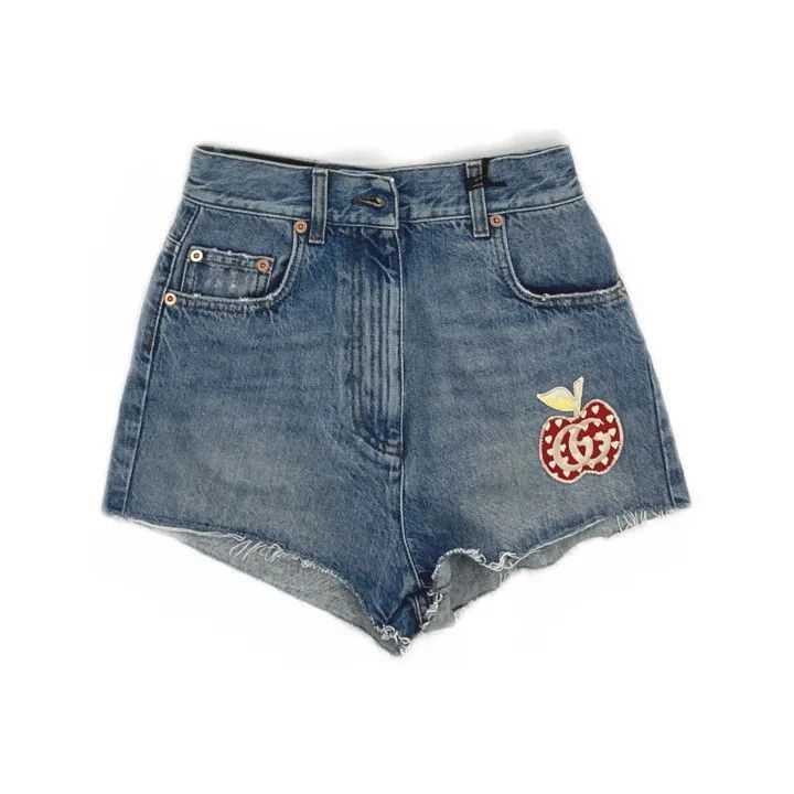 Gucci Gucci Blue Apple Pattern Denim Shorts-2507 Size 24" / US 00 / IT 34 - 8 Thumbnail