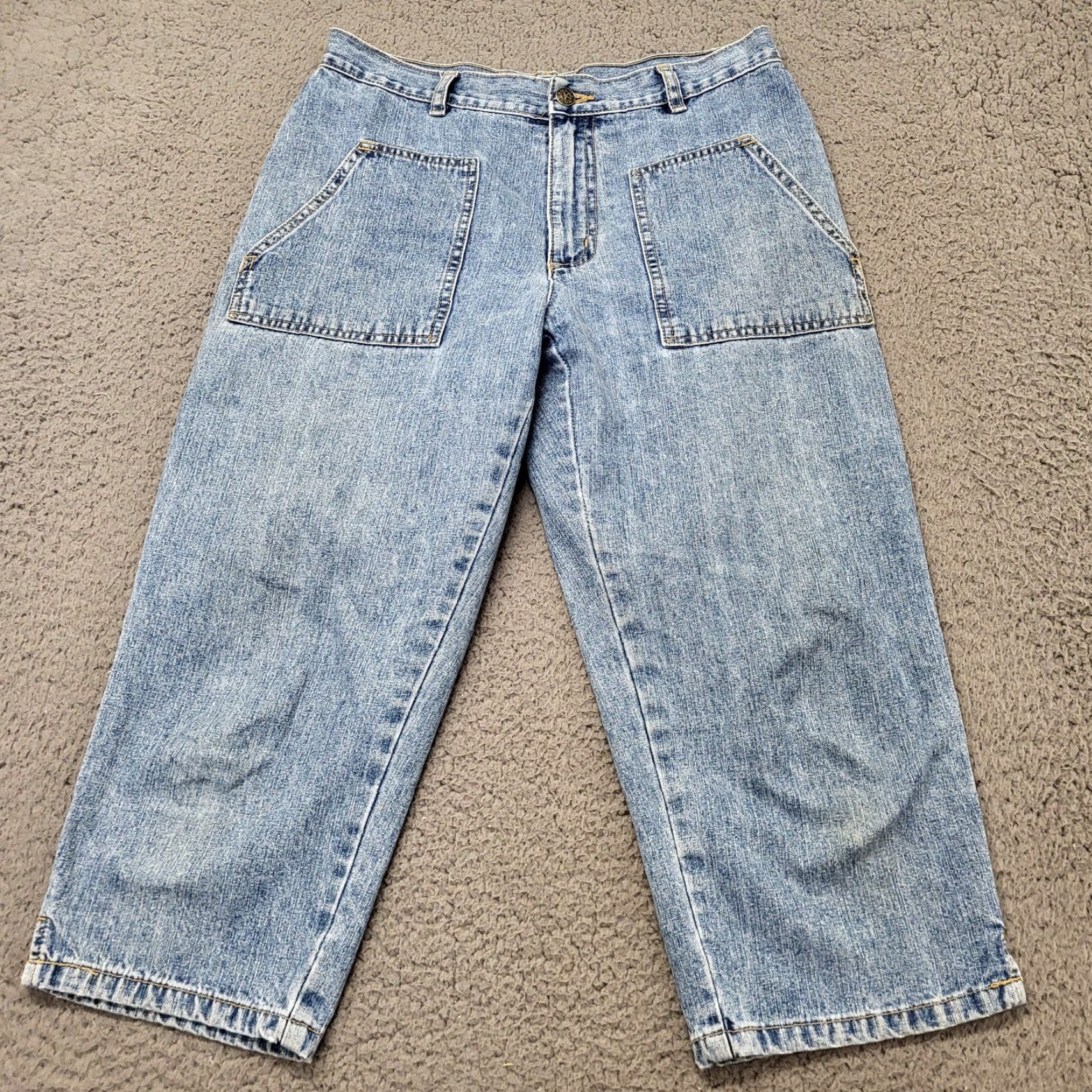 Cherokee Cherokee Capri Jeans Womens Size 8 Stonewash Blue Denim College Y2K Regular Fit Pants Womens Size 30" / US 8 / IT 44 - 6 Thumbnail