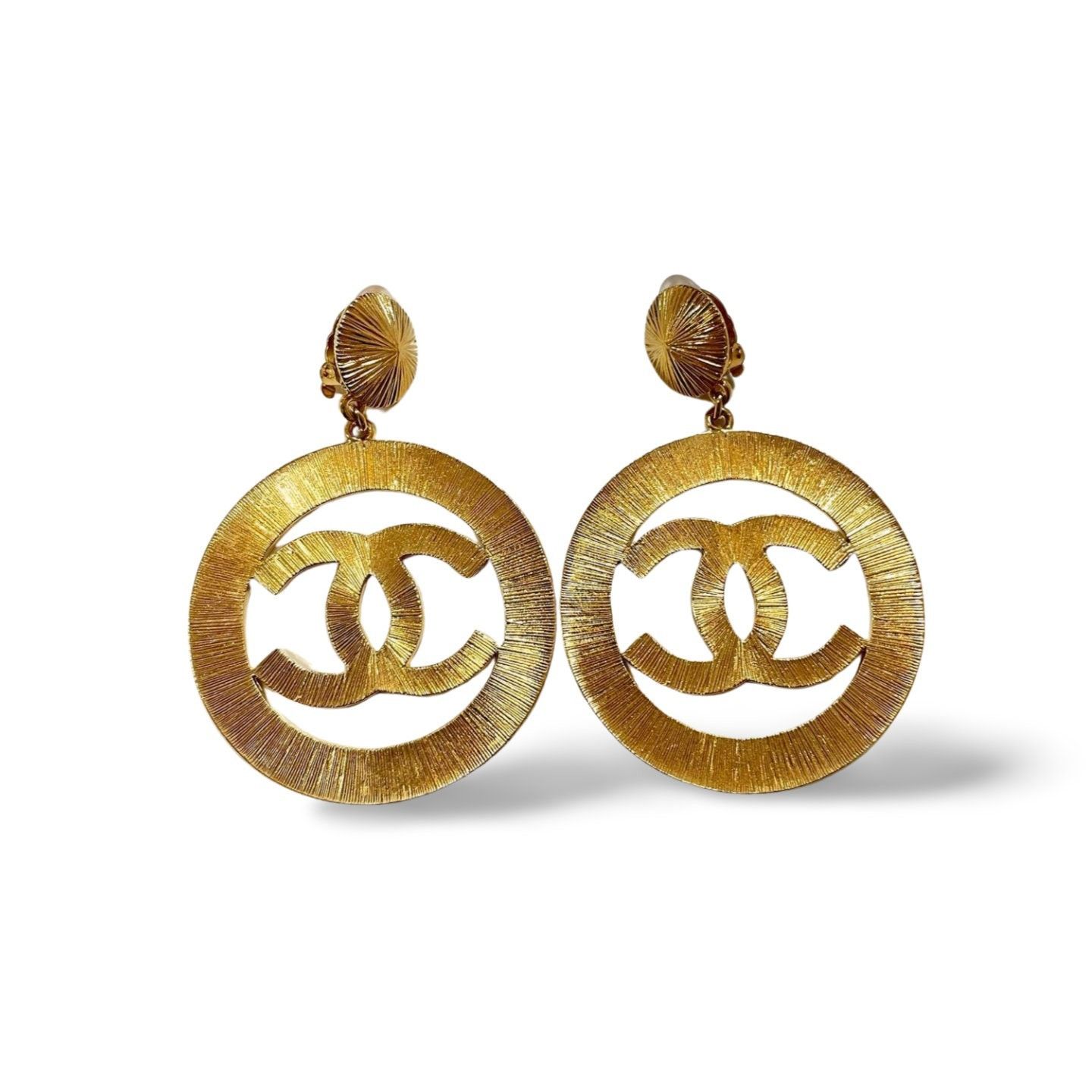 Chanel Vintage CHANEL extra large round hoop earrings with CC mark Size ONE SIZE - 3 Thumbnail