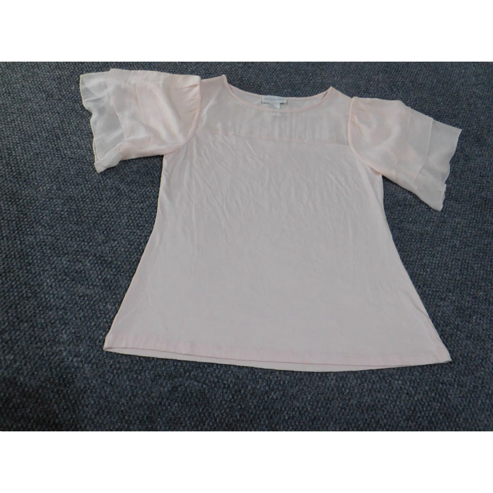 Soft Surroundings Soft Surroundings Blouse L Pink Silk Rayon Bell Sleeve Crew Neck Pullover Ruffle Casual Womens Size L / US 10 / IT 46 - 4 Thumbnail
