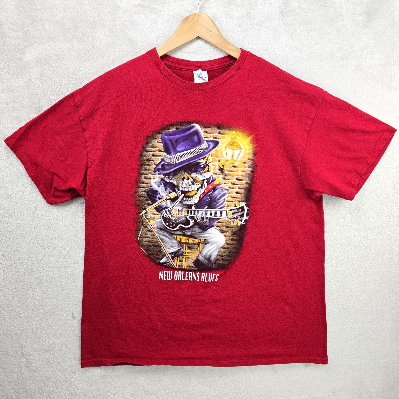 Delta Vintage New Orleans Blues Skeleton Musician Shirt Mens XL Size US XL / EU 56 / 4 - 1 Thumbnail